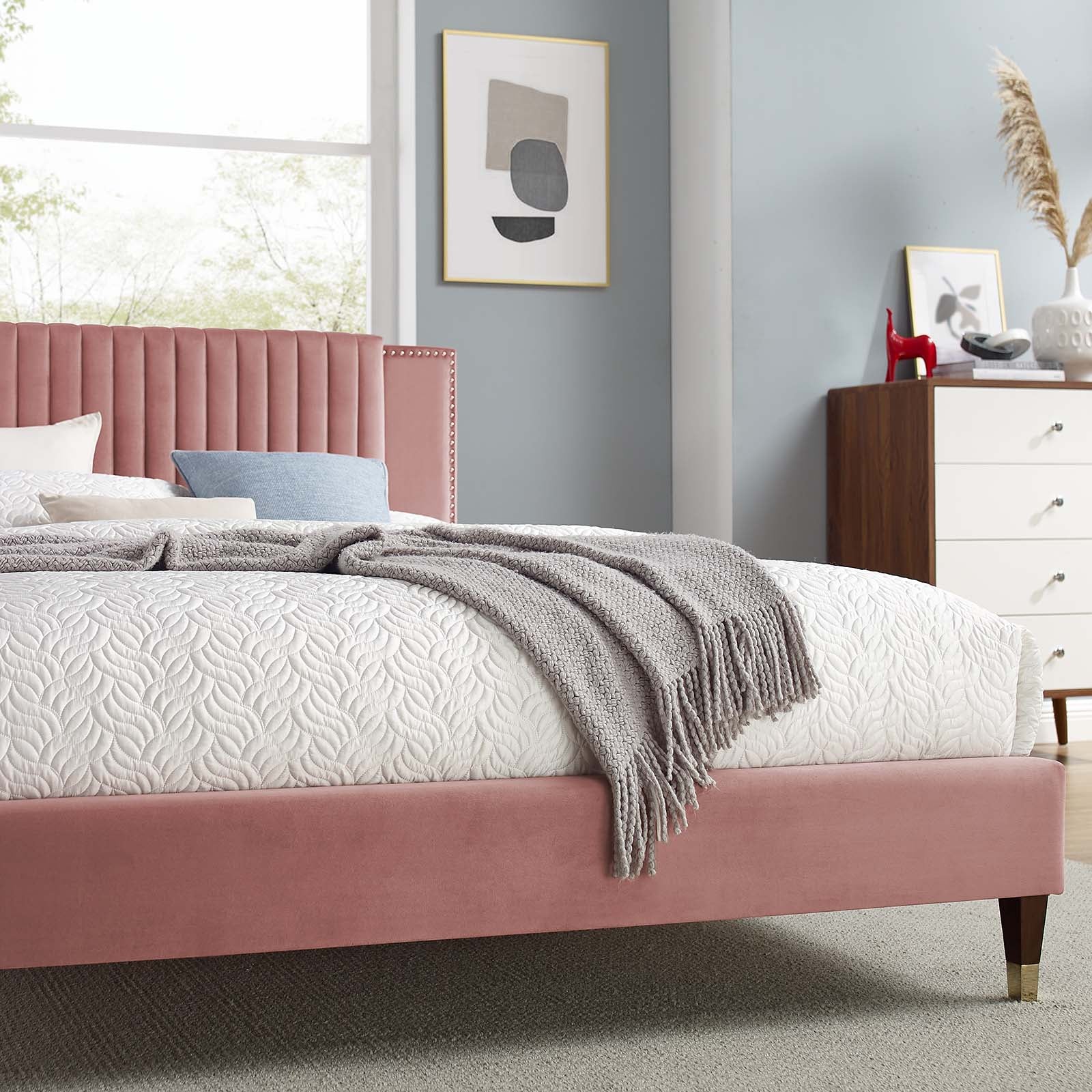 Zahra Channel Tufted Performance Velvet King Platform Bed By Modway - MOD-7006 - Image 15