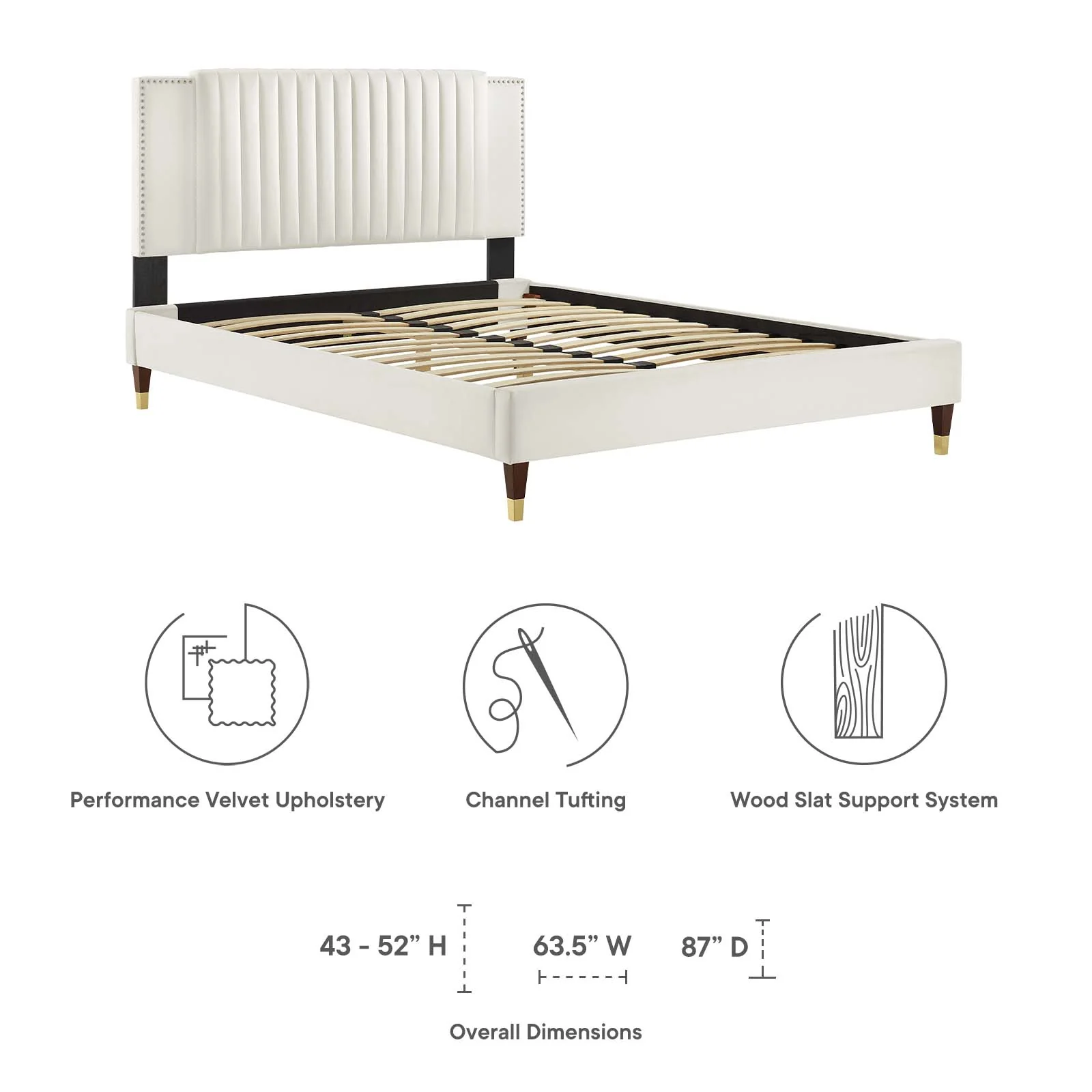 Zahra Channel Tufted Performance Velvet King Platform Bed By Modway - MOD-7006 - Image 30