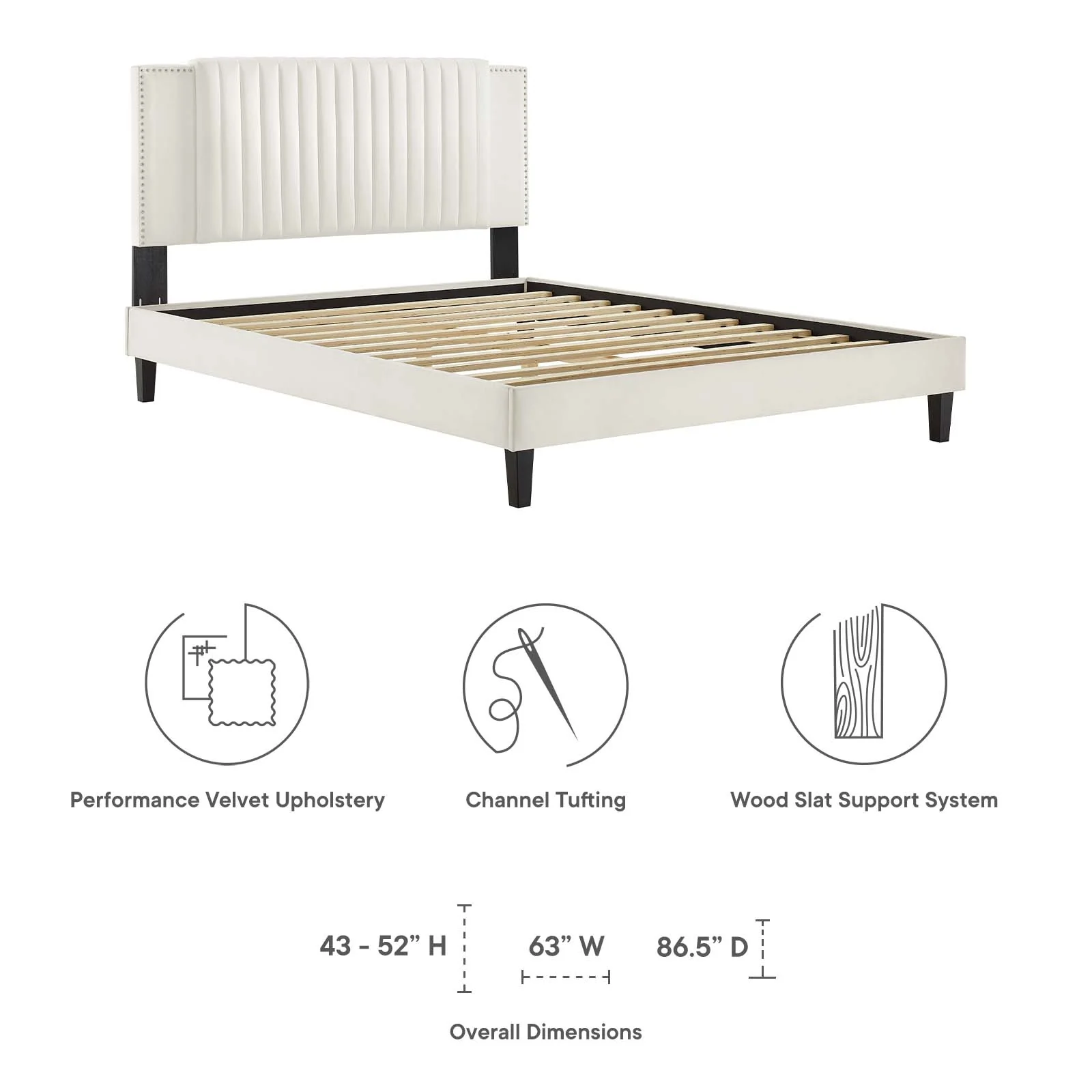Zahra Channel Tufted Performance Velvet King Platform Bed By Modway - MOD-7010 - Image 30