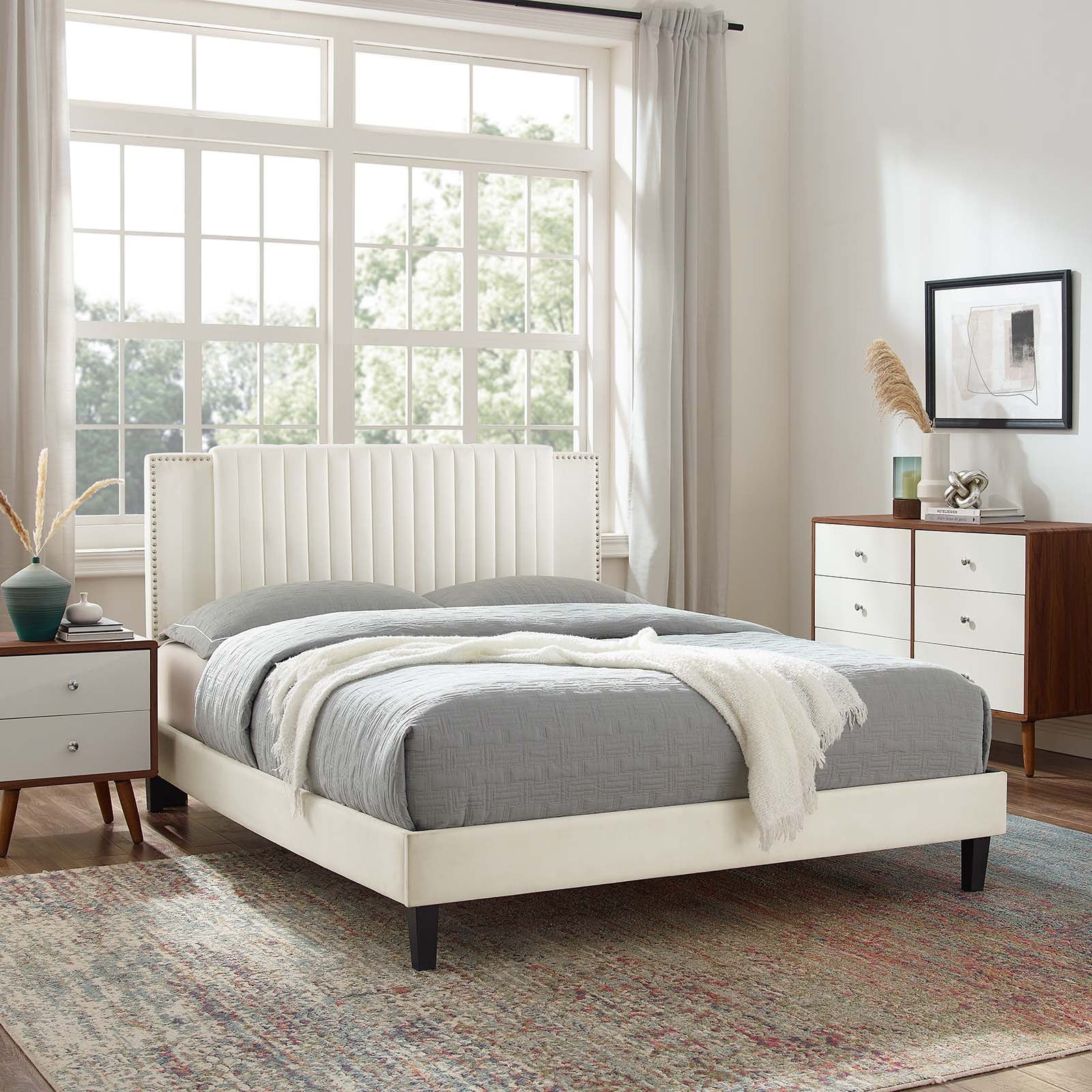 Zahra Channel Tufted Performance Velvet King Platform Bed By Modway - MOD-7010 - Image 32
