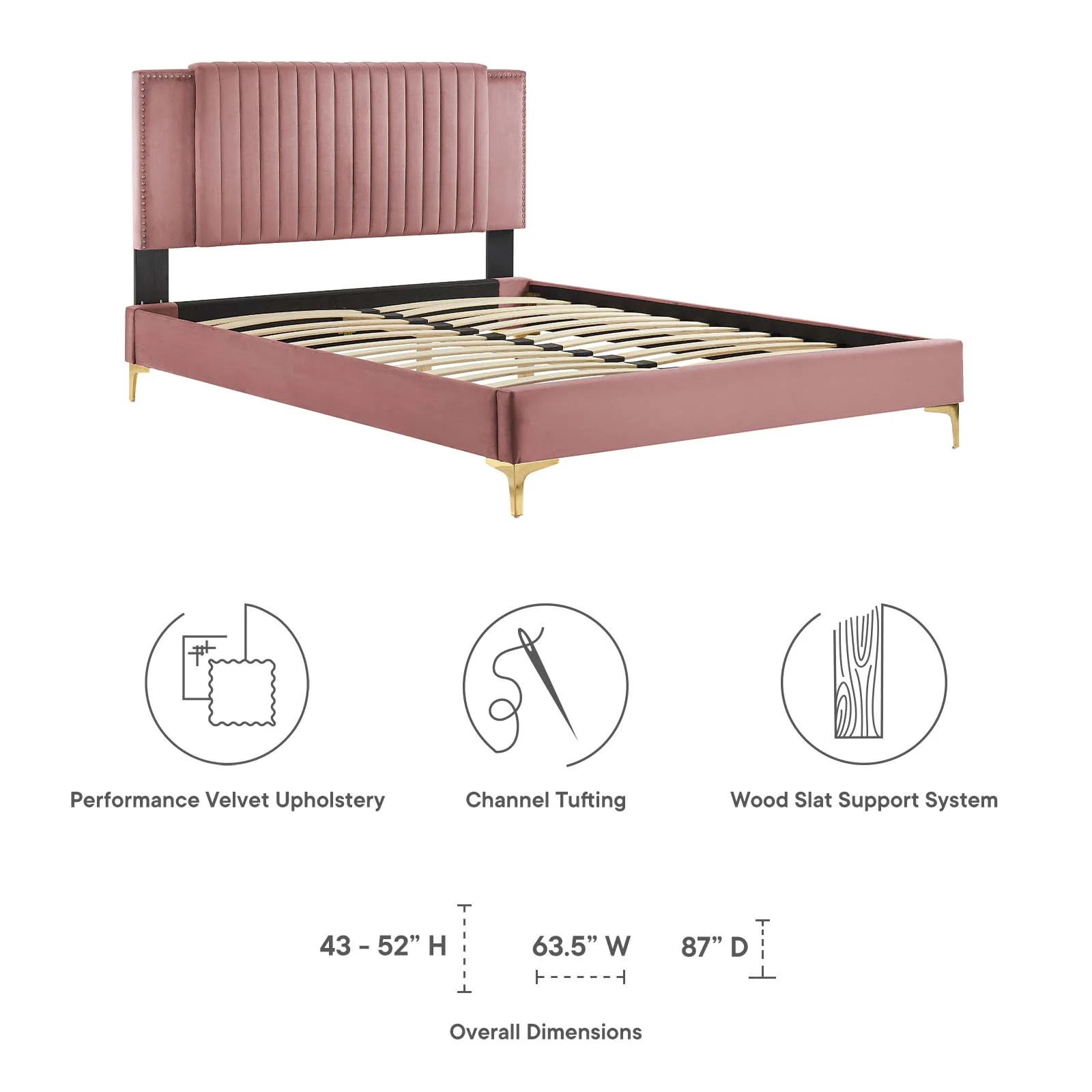 Zahra Channel Tufted Performance Velvet King Platform Bed By Modway - MOD-7014 - Image 14