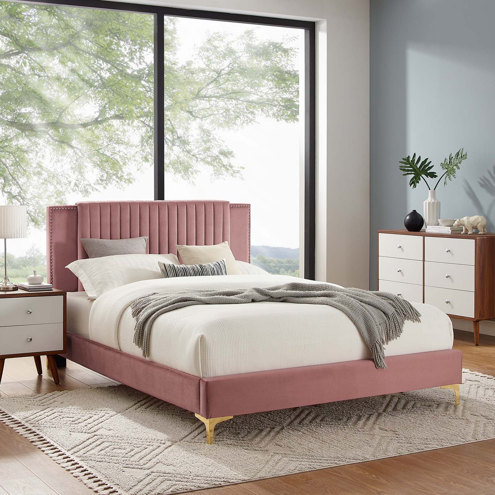 Zahra Channel Tufted Performance Velvet King Platform Bed By Modway - MOD-7014 - Image 16