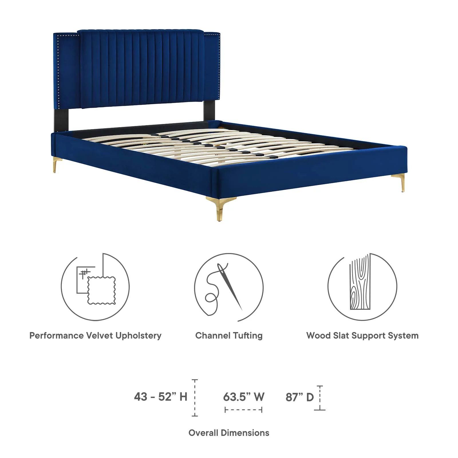 Zahra Channel Tufted Performance Velvet King Platform Bed By Modway - MOD-7014 - Image 22