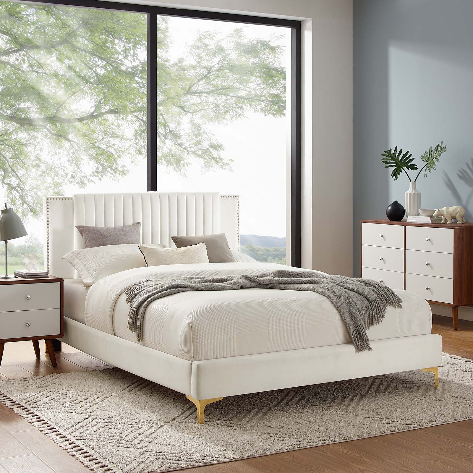 Zahra Channel Tufted Performance Velvet King Platform Bed By Modway - MOD-7014 - Image 32