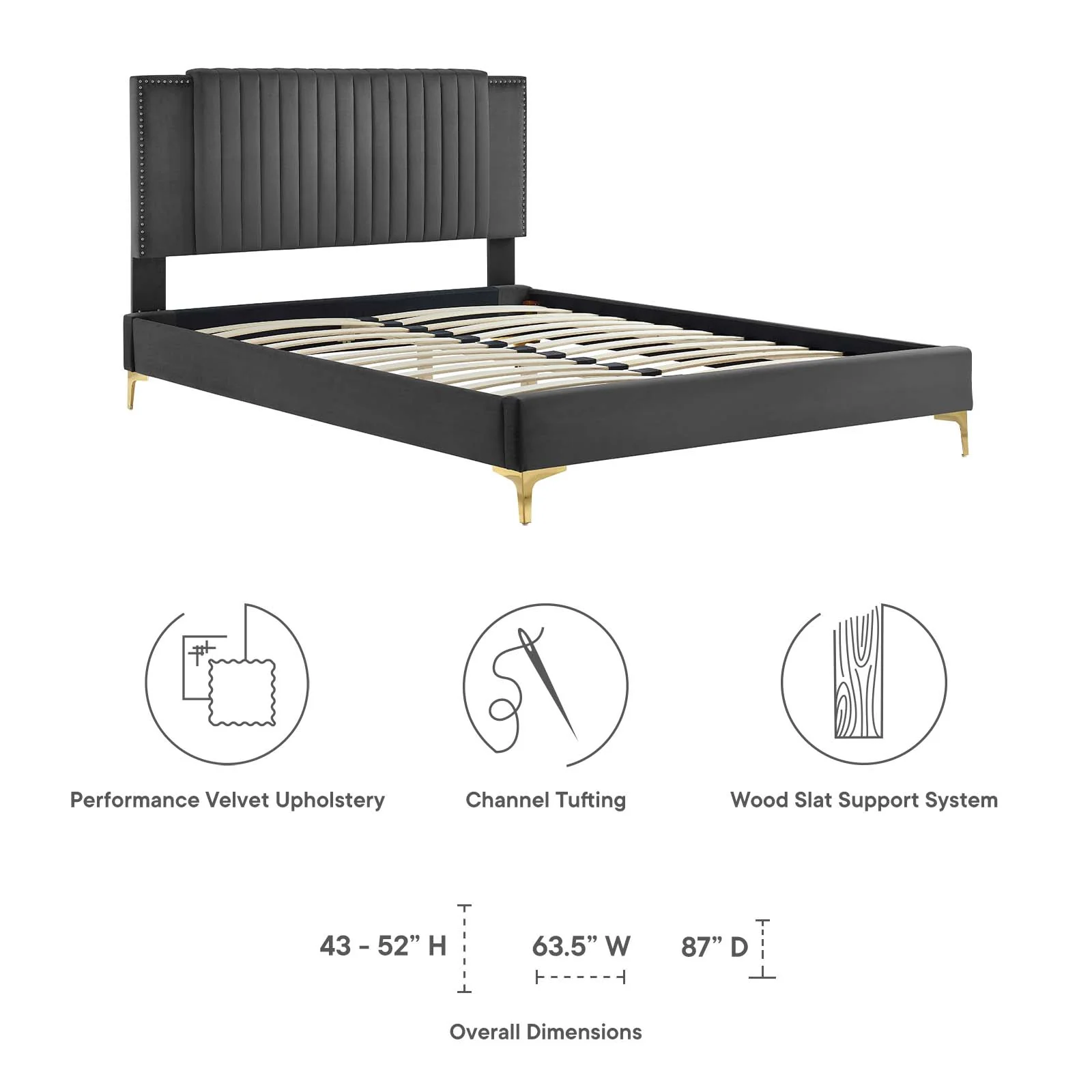 Zahra Channel Tufted Performance Velvet King Platform Bed By Modway - MOD-7014 - Image 7