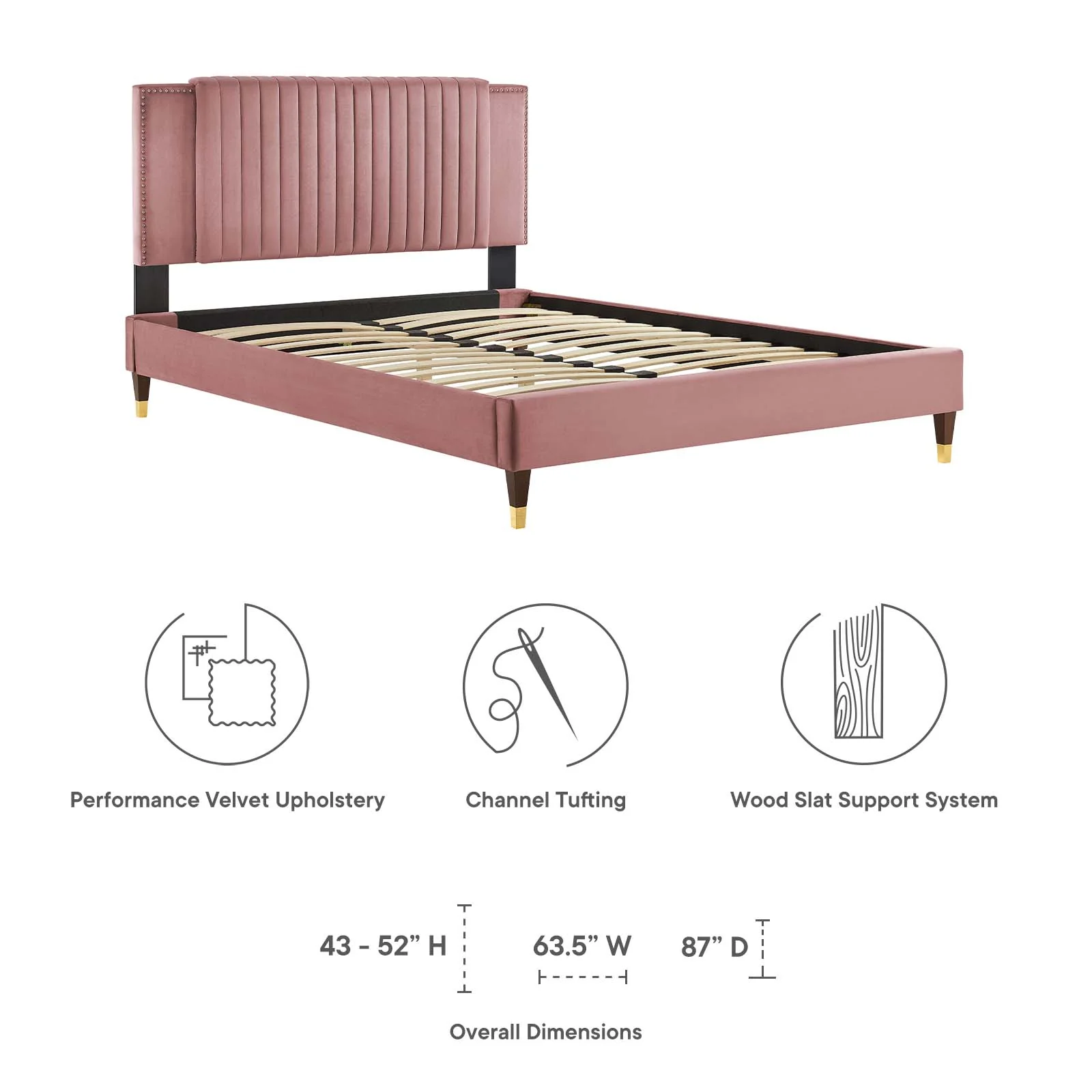 Zahra Channel Tufted Performance Velvet Queen Platform Bed By Modway - MOD-6970 - Image 14