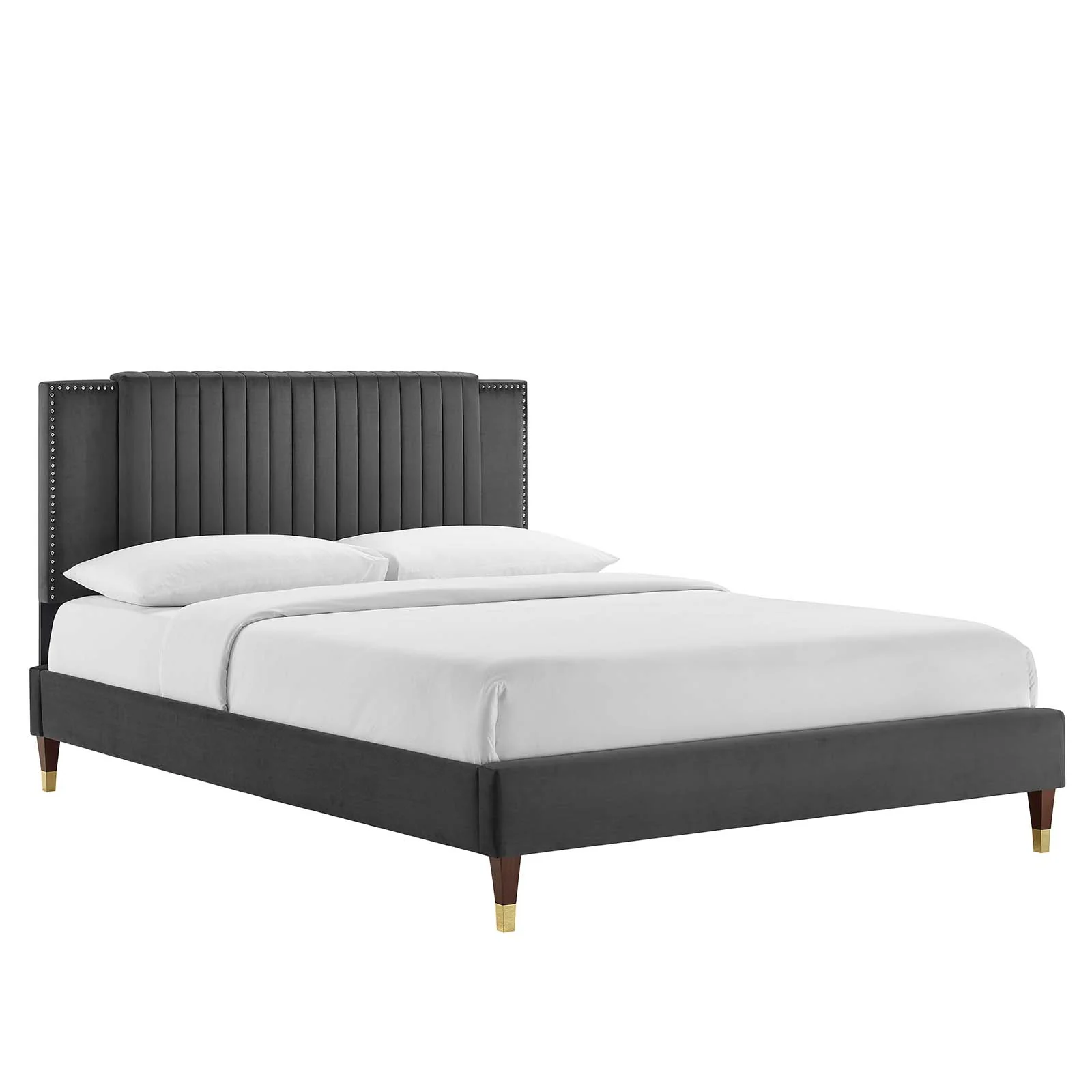 Zahra Channel Tufted Performance Velvet Queen Platform Bed By Modway - MOD-6970 - Image 2