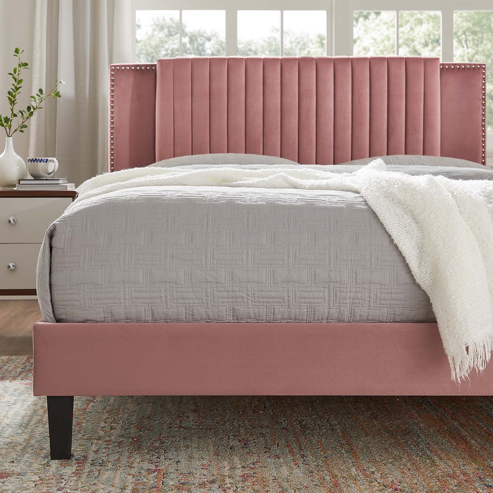 Zahra Channel Tufted Performance Velvet Queen Platform Bed By Modway - MOD-6974 - Image 15