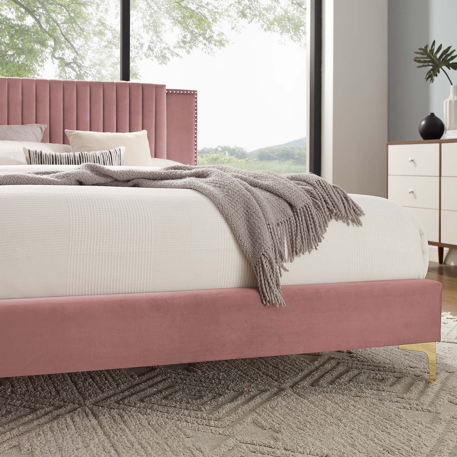 Zahra Channel Tufted Performance Velvet Queen Platform Bed By Modway - MOD-6978 - Image 15