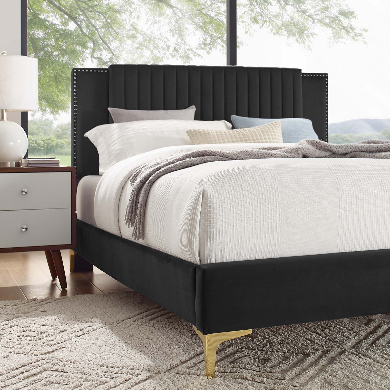 Zahra Channel Tufted Performance Velvet Queen Platform Bed By Modway - MOD-6978 - Image 8