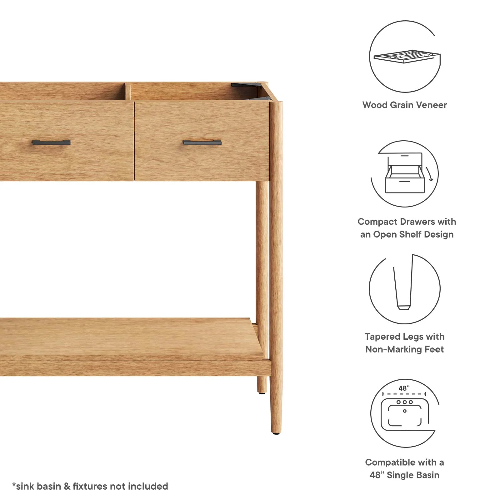 Zaire 48” Single Sink Compatible Bathroom Vanity Cabinet (Sink Basin Not Included) By Modway - EEI-6355 - Image 9