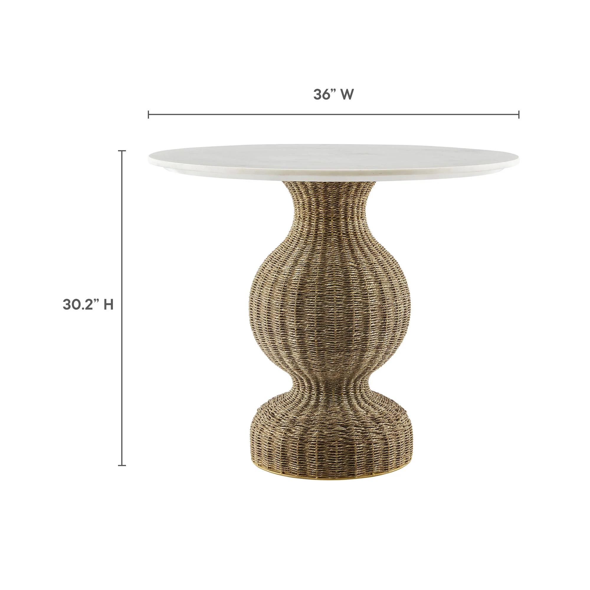 Zale 36" Marble and Seagrass Dining Table by Modway - Image 10
