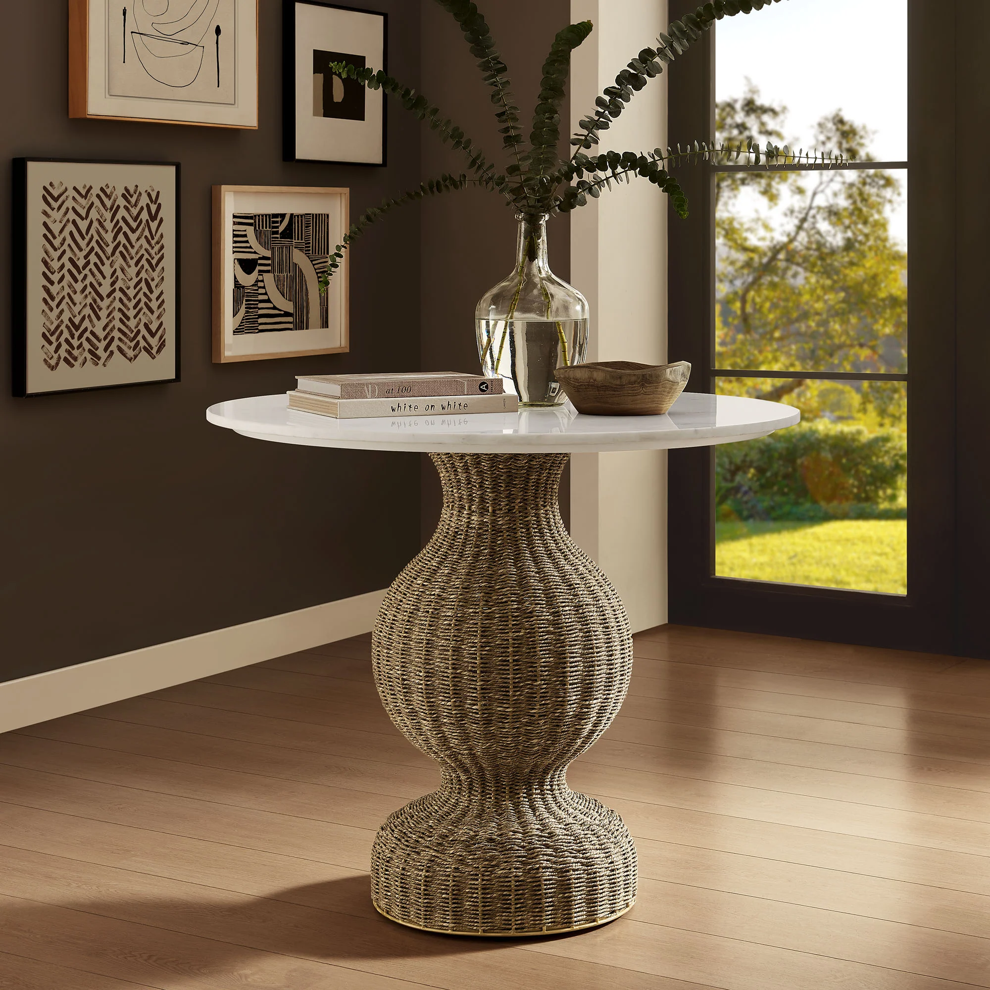 Zale 36" Marble and Seagrass Dining Table by Modway - Image 8