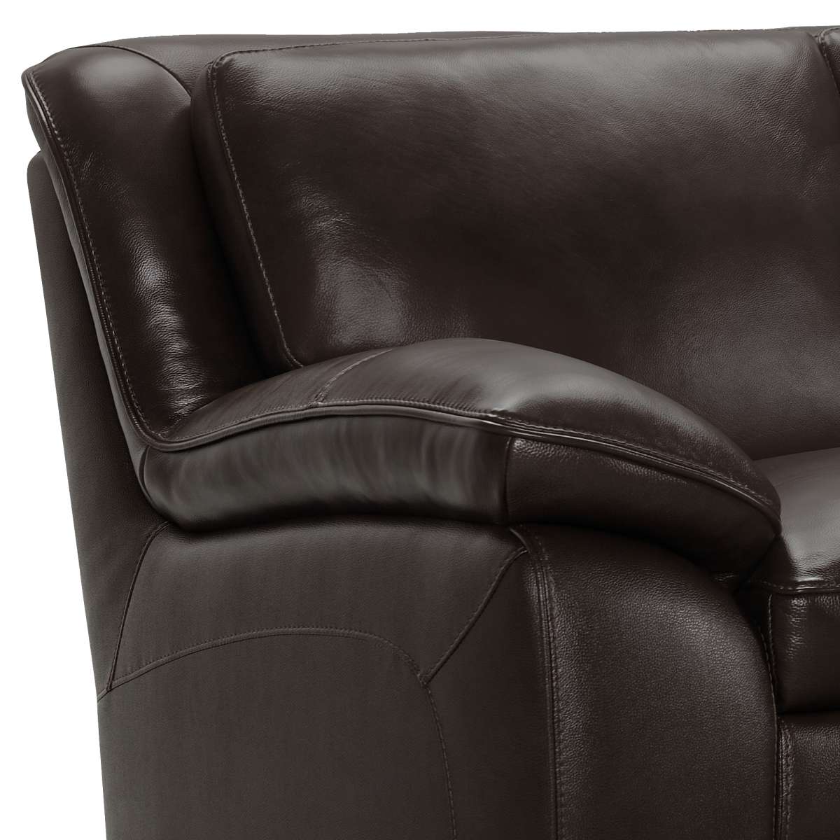 Zanna Contemporary Loveseat in Genuine Dark Brown Leather with Brown Wood Legs By Armen Living - Image 4