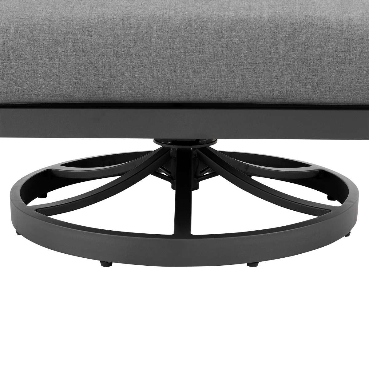 Zella Outdoor Patio 3 Piece Swivel Seating Set in Aluminum with Light Gray Rope and Cushions By Armen Living - Image 7