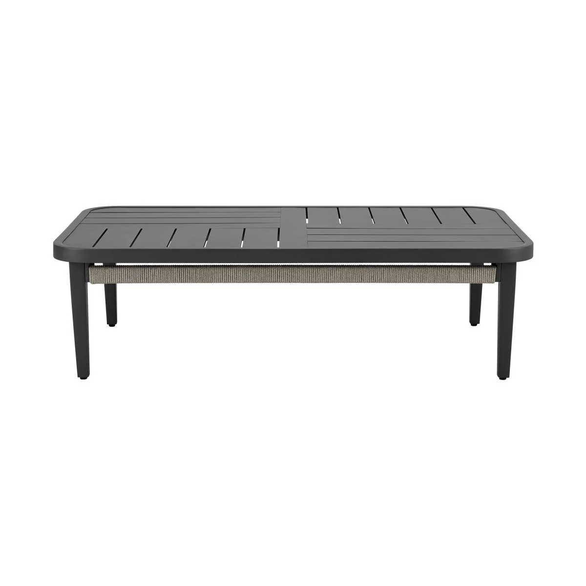 Zella Outdoor Patio 4 Piece Conversation Set in Aluminum with Light Gray Rope and Cushions By Armen Living - Image 5