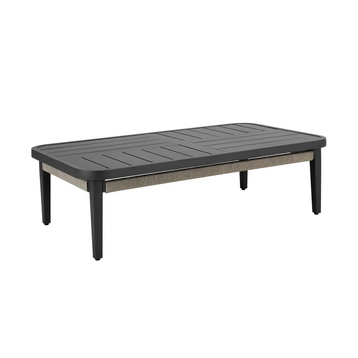 Zella Outdoor Patio 4 Piece Conversation Set in Aluminum with Light Gray Rope and Cushions By Armen Living - Image 9