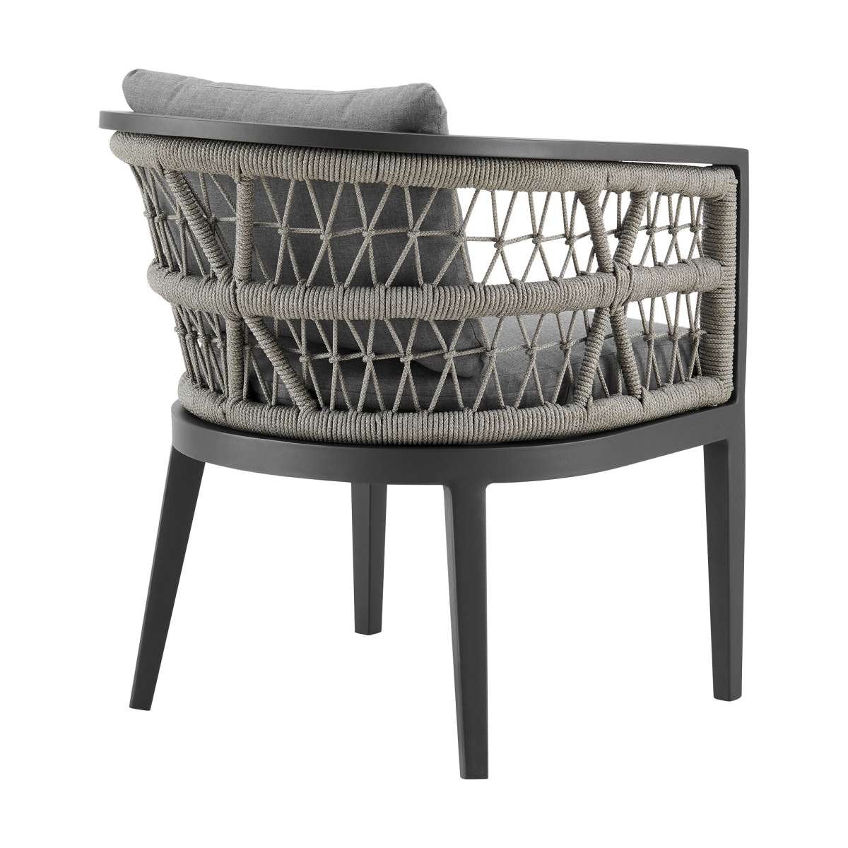 Zella Outdoor Patio 5 Piece Dining Set in Aluminum with Light Gray Rope and Cushions By Armen Living - Image 3