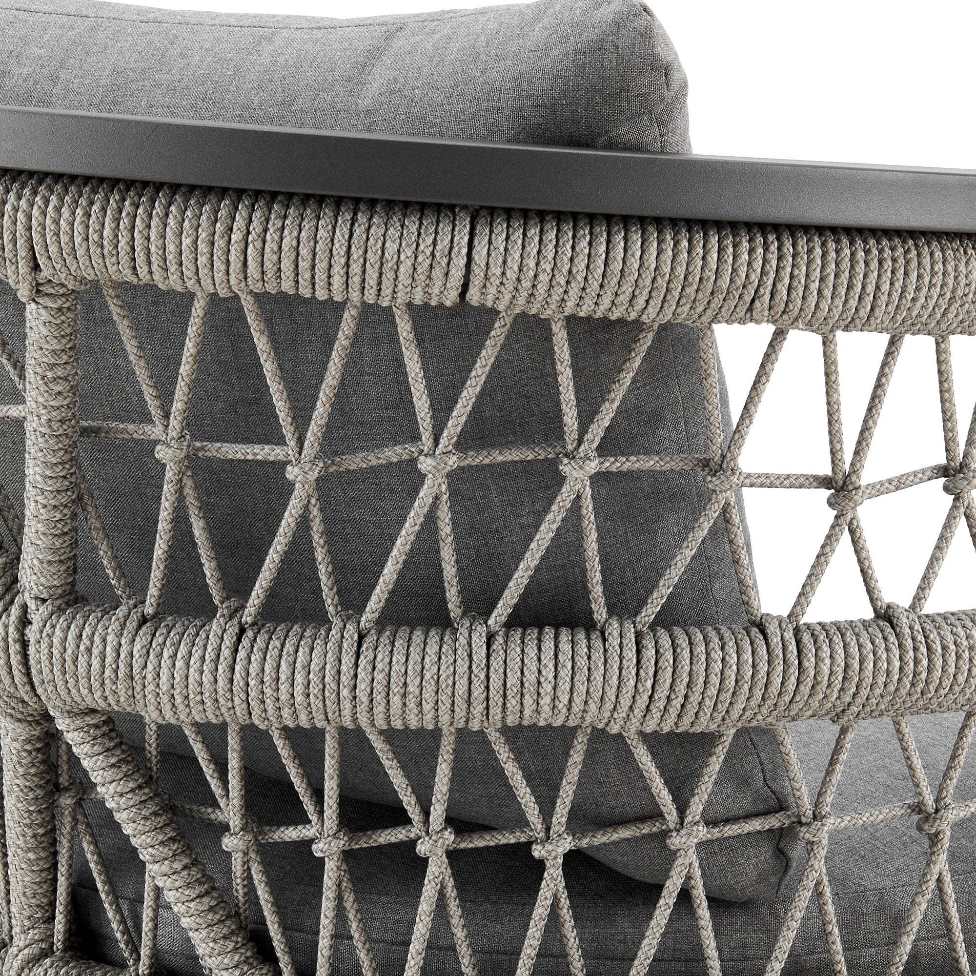Zella Outdoor Patio 7 Piece Dining Set in Aluminum with Light Gray Rope and Cushions By Armen Living - Image 11