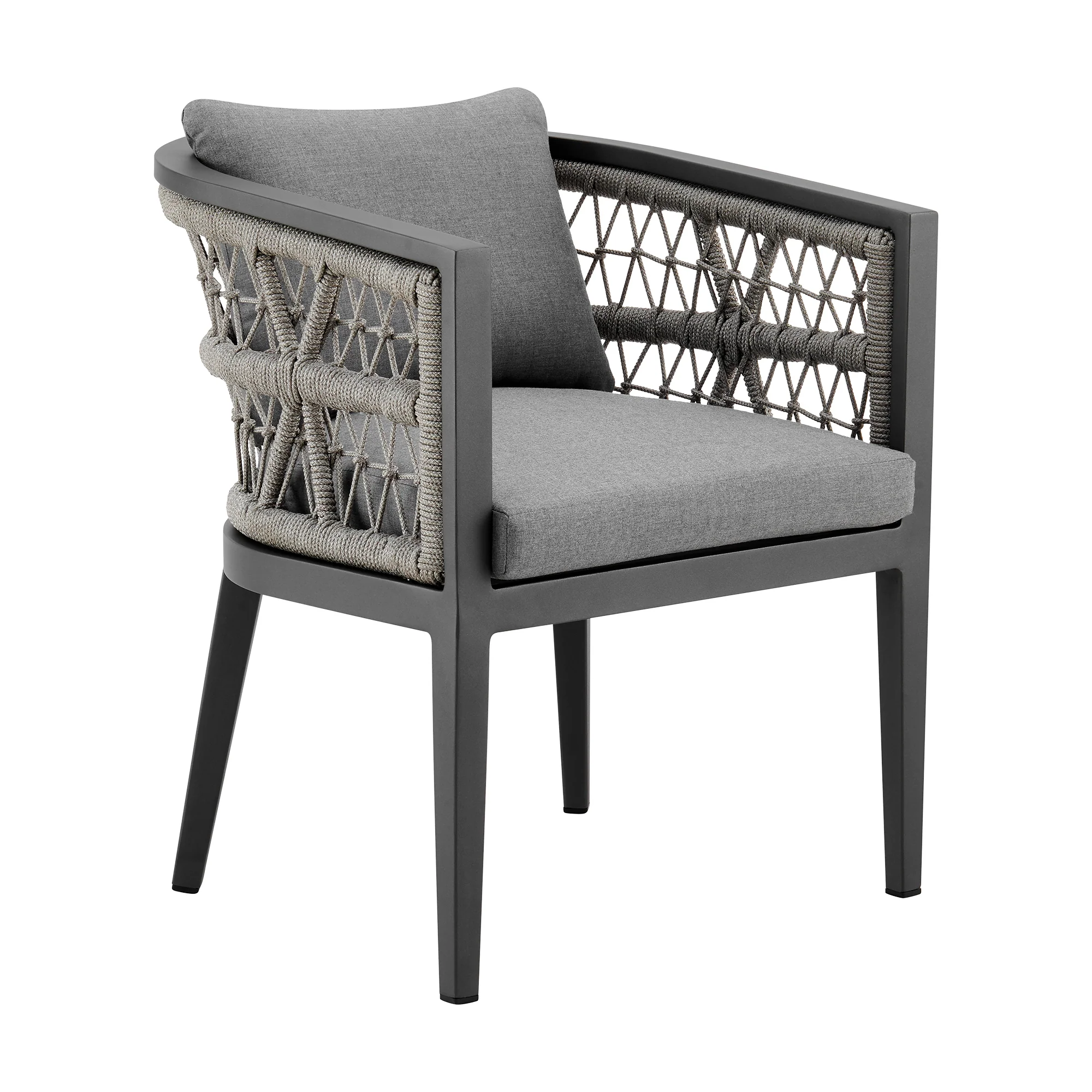 Zella Outdoor Patio 7 Piece Dining Set in Aluminum with Light Gray Rope and Cushions By Armen Living - Image 3