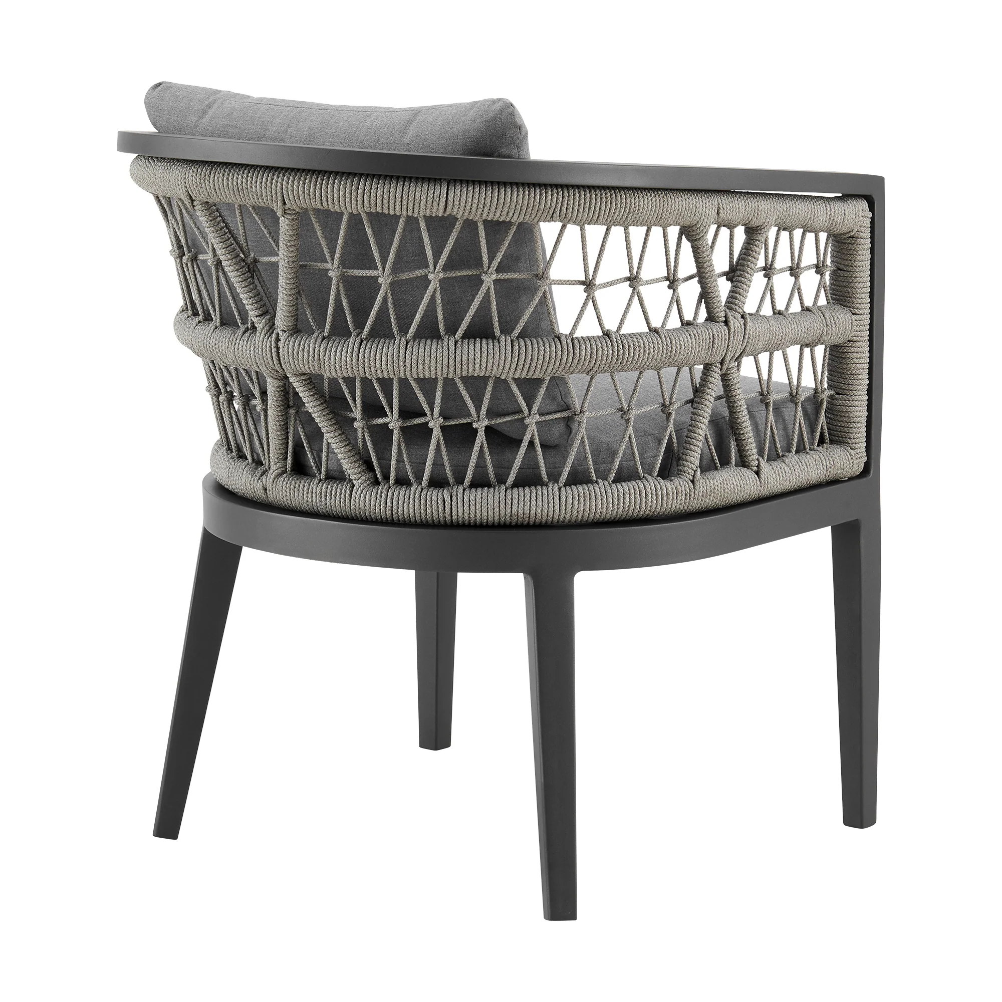 Zella Outdoor Patio 7 Piece Dining Set in Aluminum with Light Gray Rope and Cushions By Armen Living - Image 4