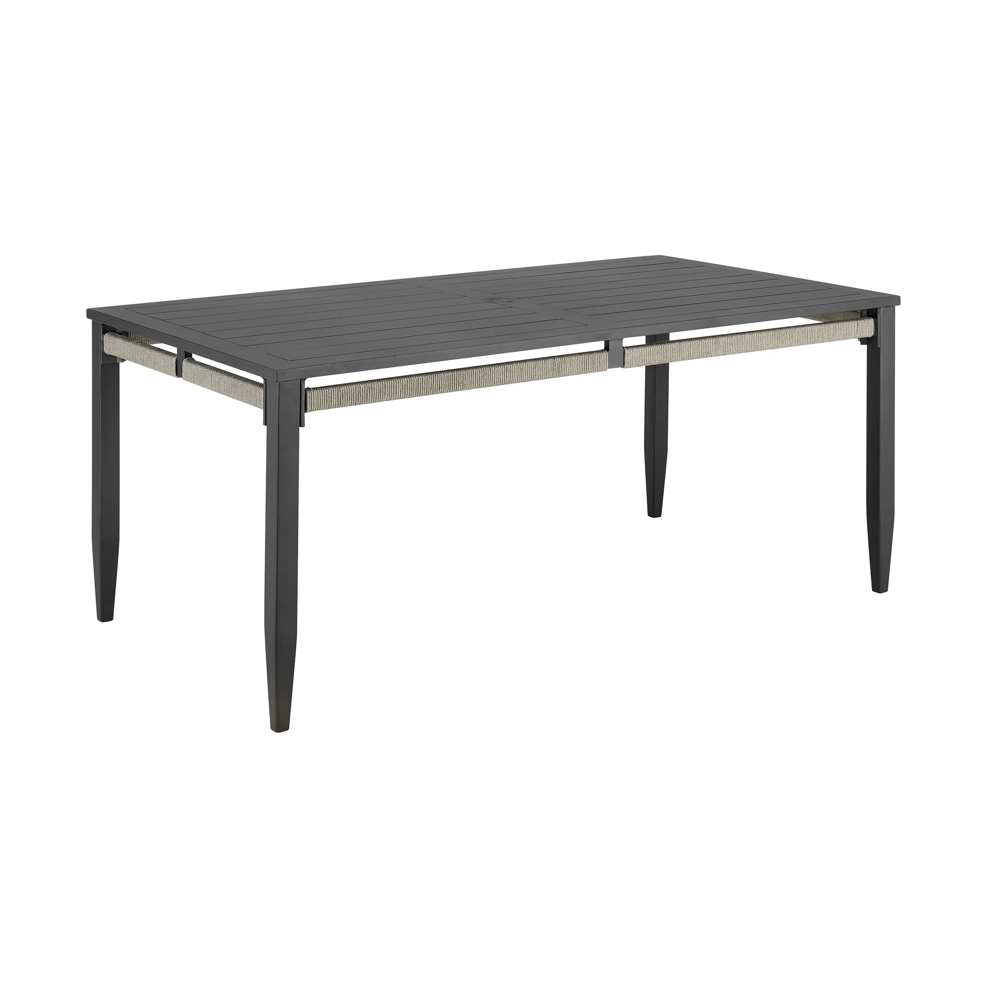 Zella Outdoor Patio 7 Piece Dining Set in Aluminum with Light Gray Rope and Cushions By Armen Living - Image 6