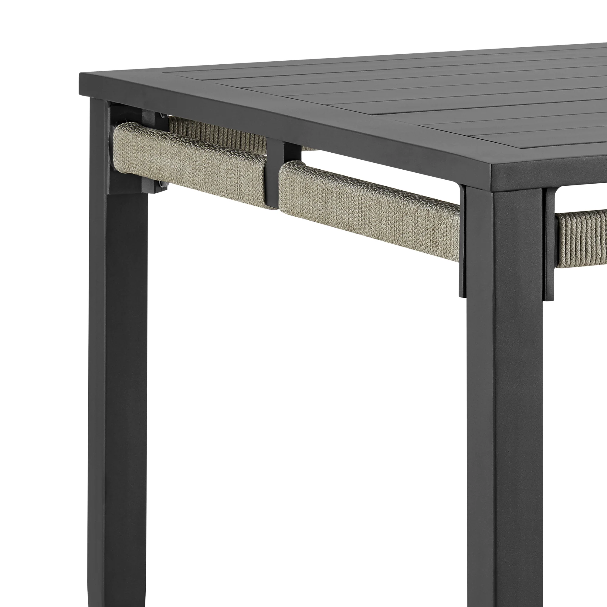 Zella Outdoor Patio 7 Piece Dining Set in Aluminum with Light Gray Rope and Cushions By Armen Living - Image 8