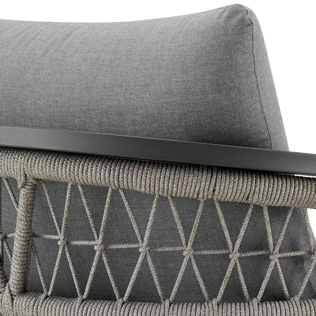 Zella Outdoor Patio Armchair in Aluminum with Light Gray Rope and Earl Gray Cushions By Armen Living - Image 9
