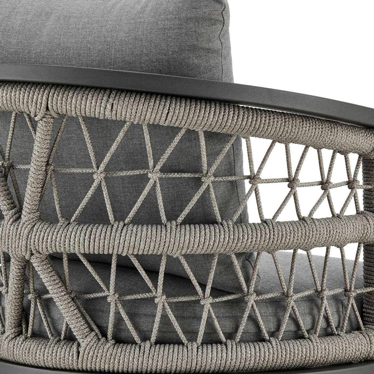 Zella Outdoor Patio Bar Stool in Aluminum with Light Gray Rope and Earl Gray Cushions By Armen Living - Image 8