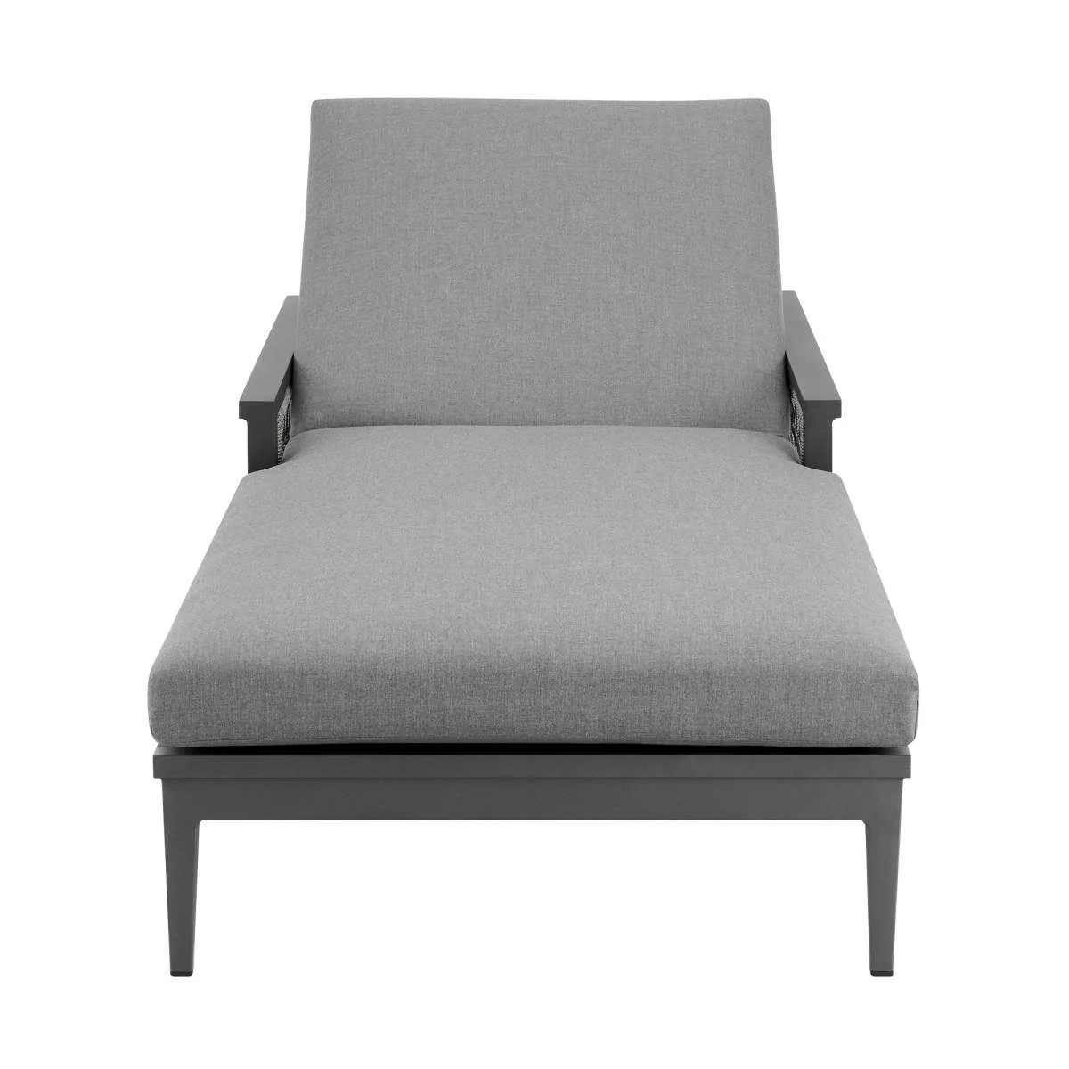 Zella Outdoor Patio Chaise Lounge Chair in Aluminum with Gray Rope and Earl Gray Cushions By Armen Living - Image 5