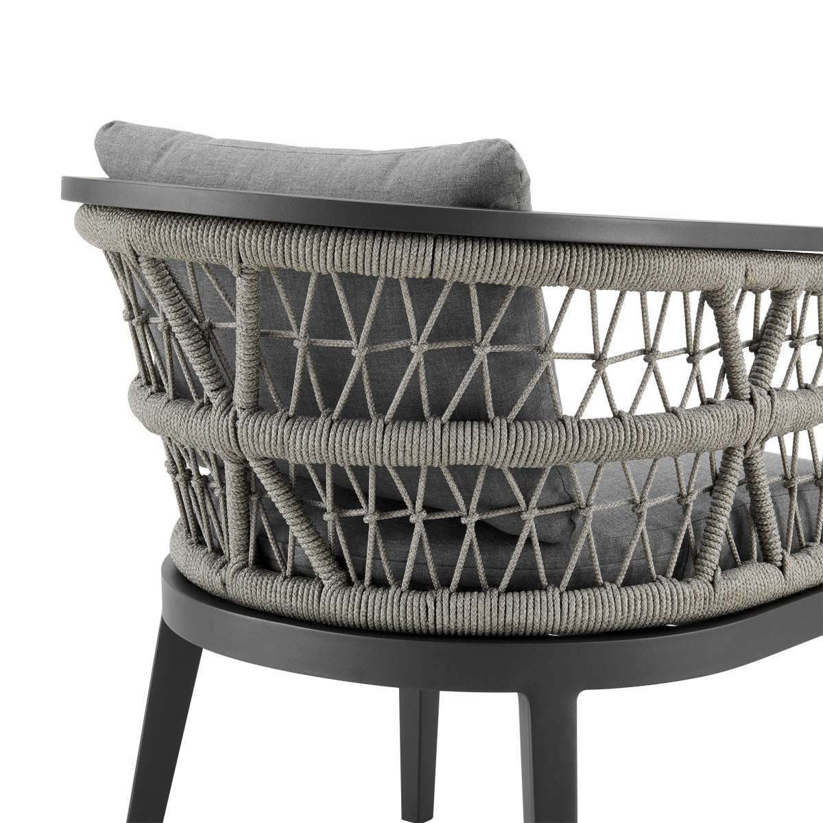 Zella Outdoor Patio Dining Chair in Aluminum with Light Gray Rope and Earl Gray Cushions - Set of 2 By Armen Living - Image 6