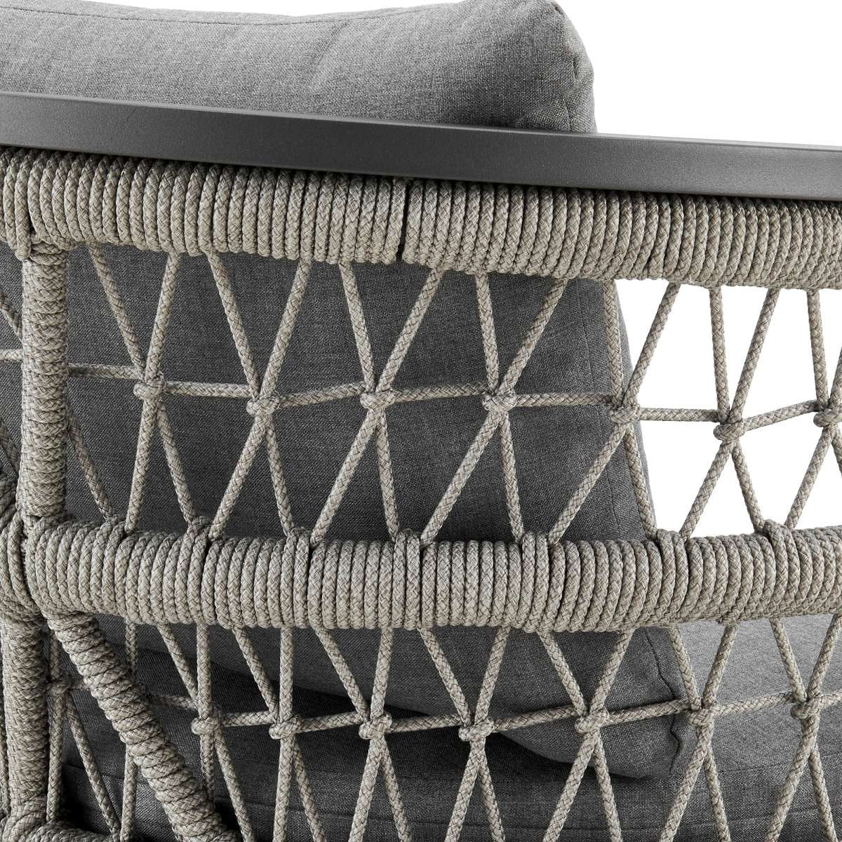 Zella Outdoor Patio Dining Chair in Aluminum with Light Gray Rope and Earl Gray Cushions - Set of 2 By Armen Living - Image 7