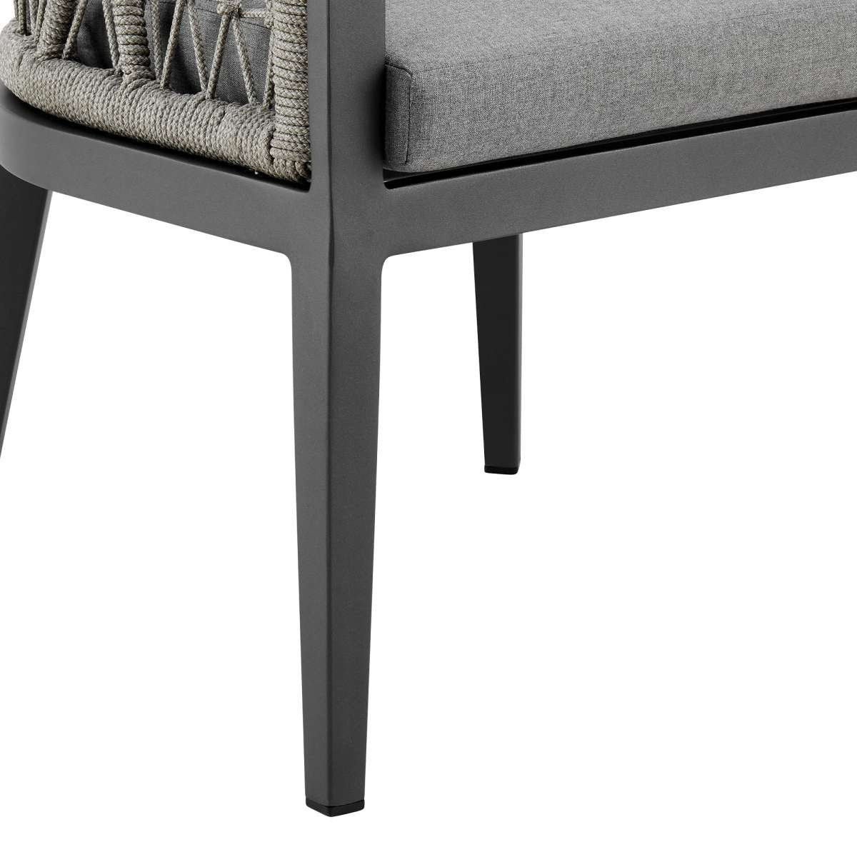 Zella Outdoor Patio Dining Chair in Aluminum with Light Gray Rope and Earl Gray Cushions - Set of 2 By Armen Living - Image 8