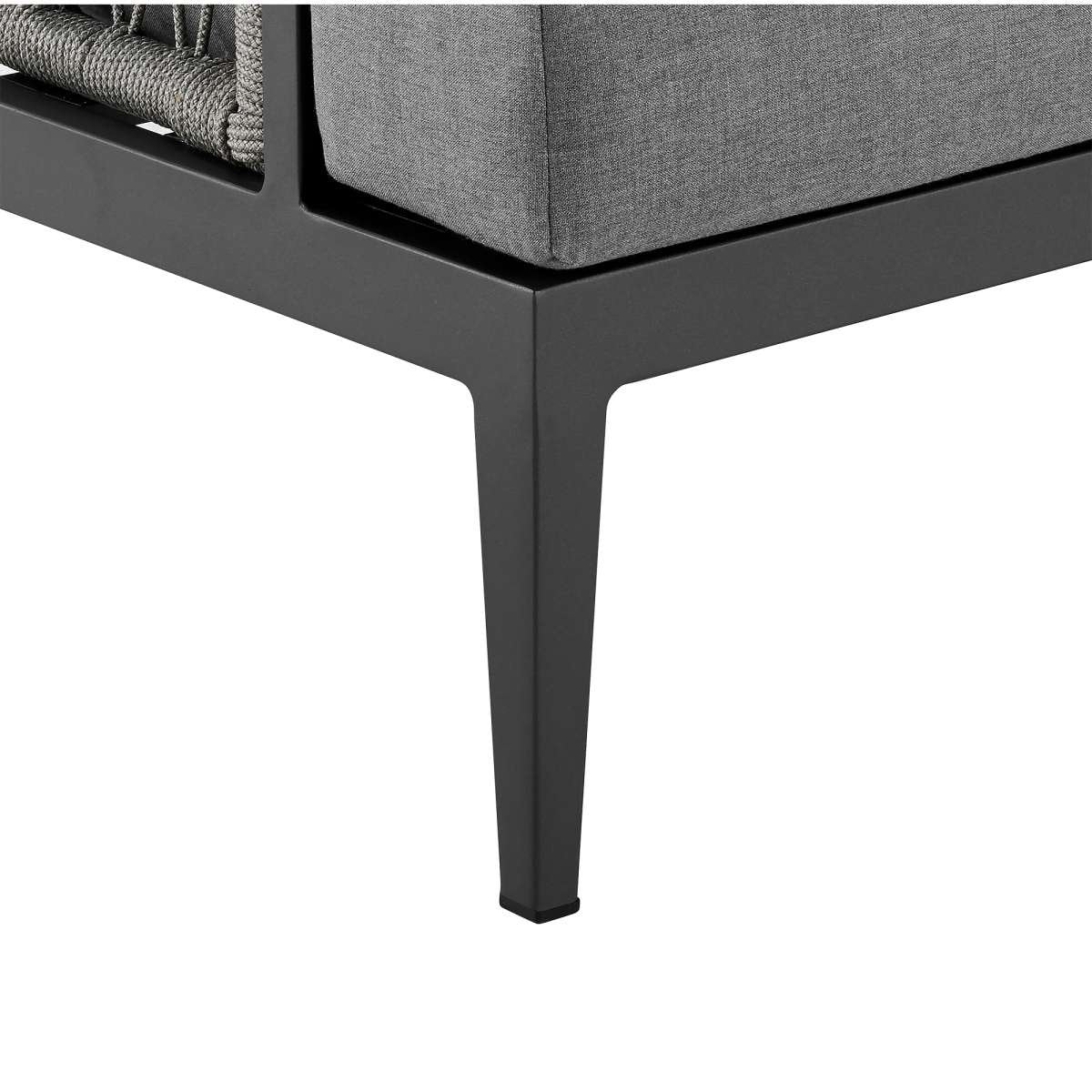 Zella Outdoor Patio Sofa in Aluminum with Light Gray Rope and Earl Gray Cushions By Armen Living - Image 8