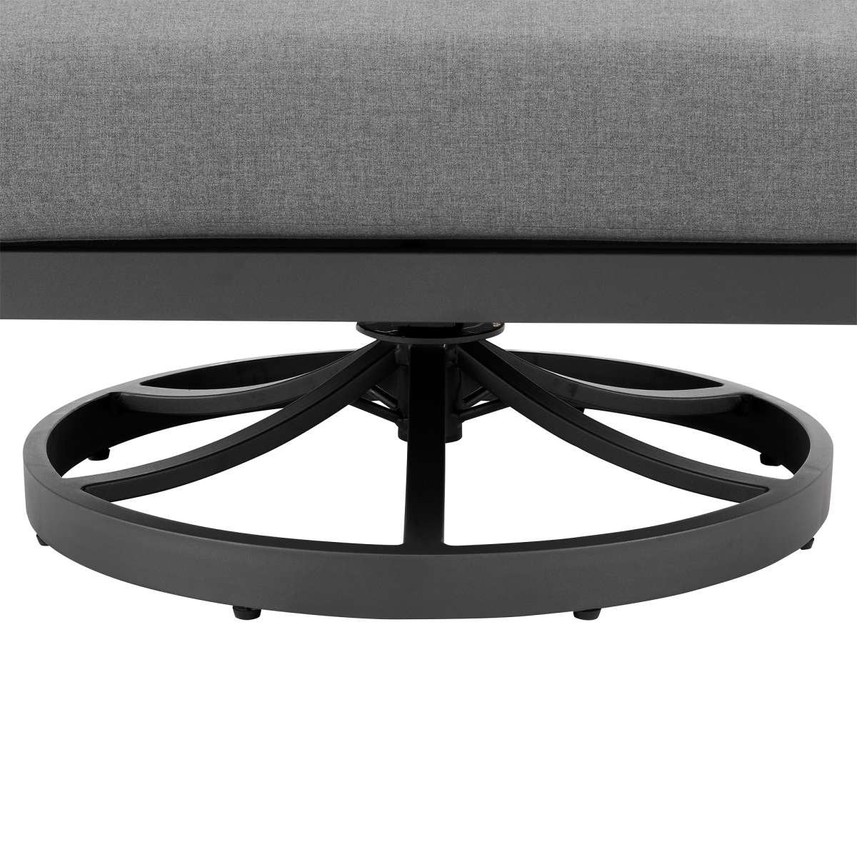 Zella Outdoor Patio Swivel Armchair in Aluminum with Light Gray Rope and Earl Gray Cushions By Armen Living - Image 7