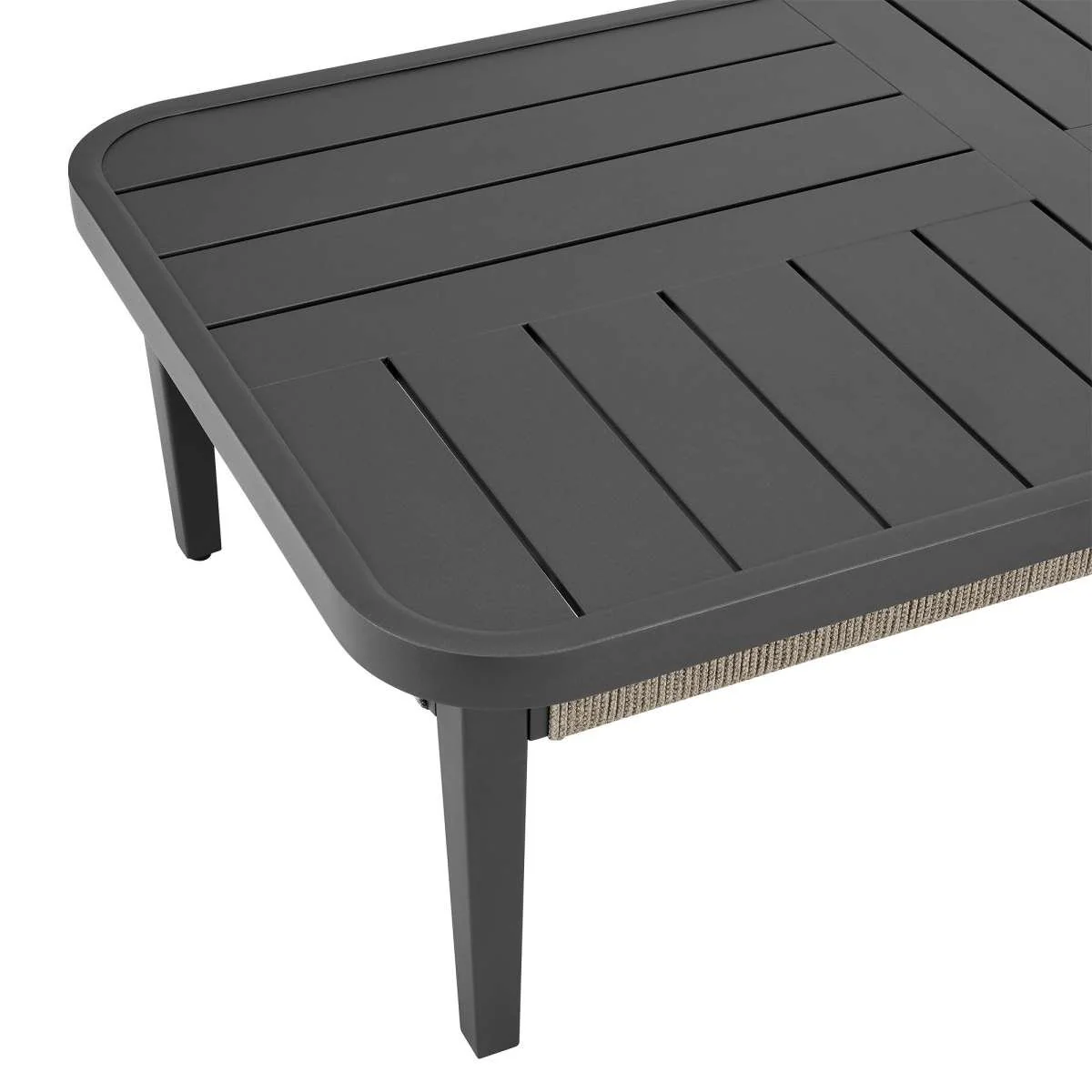 Zella Rectangular Coffee Table in Aluminum with Charcoal Finish and Light Gray Rope By Armen Living - Image 5