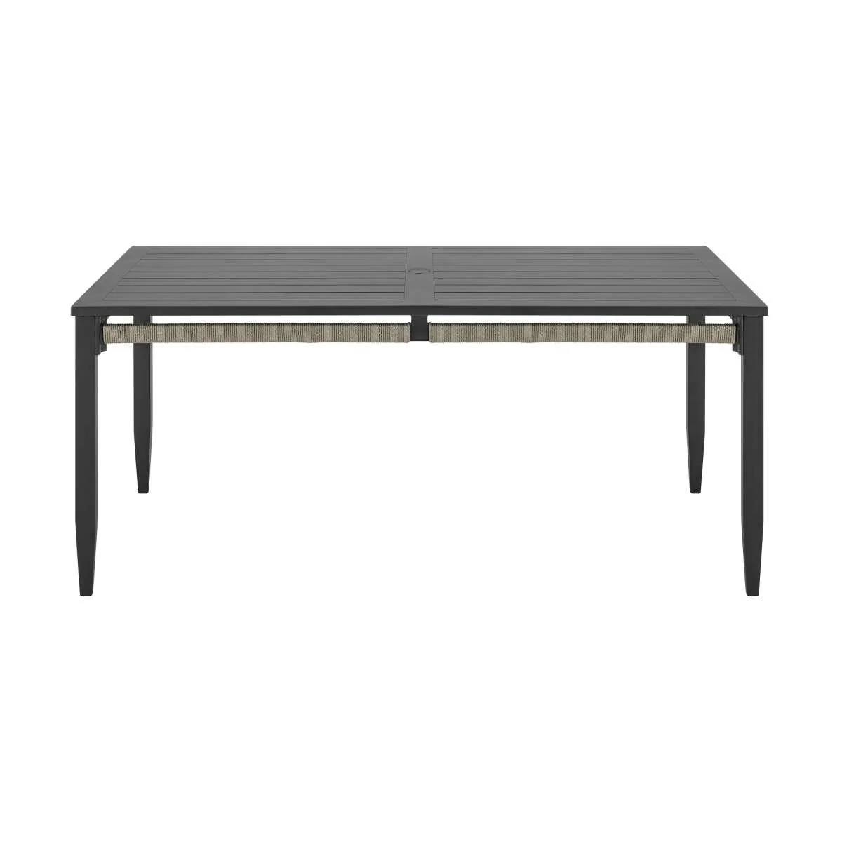 Zella Rectangular Dining Table in Aluminum with Charcoal Finish and Light Gray Rope By Armen Living - Image 3