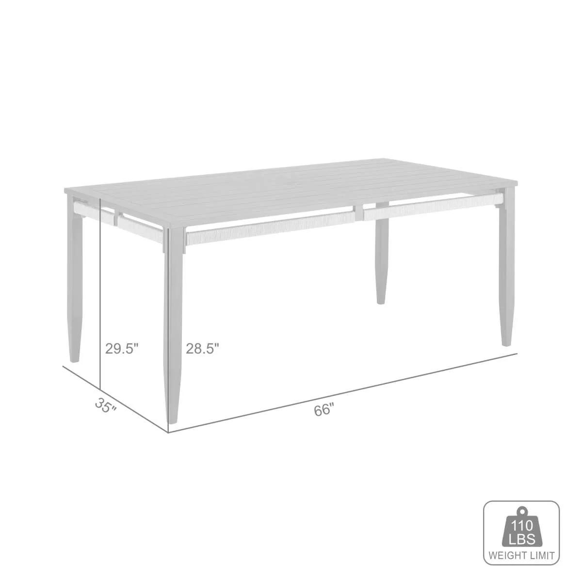 Zella Rectangular Dining Table in Aluminum with Charcoal Finish and Light Gray Rope By Armen Living - Image 7