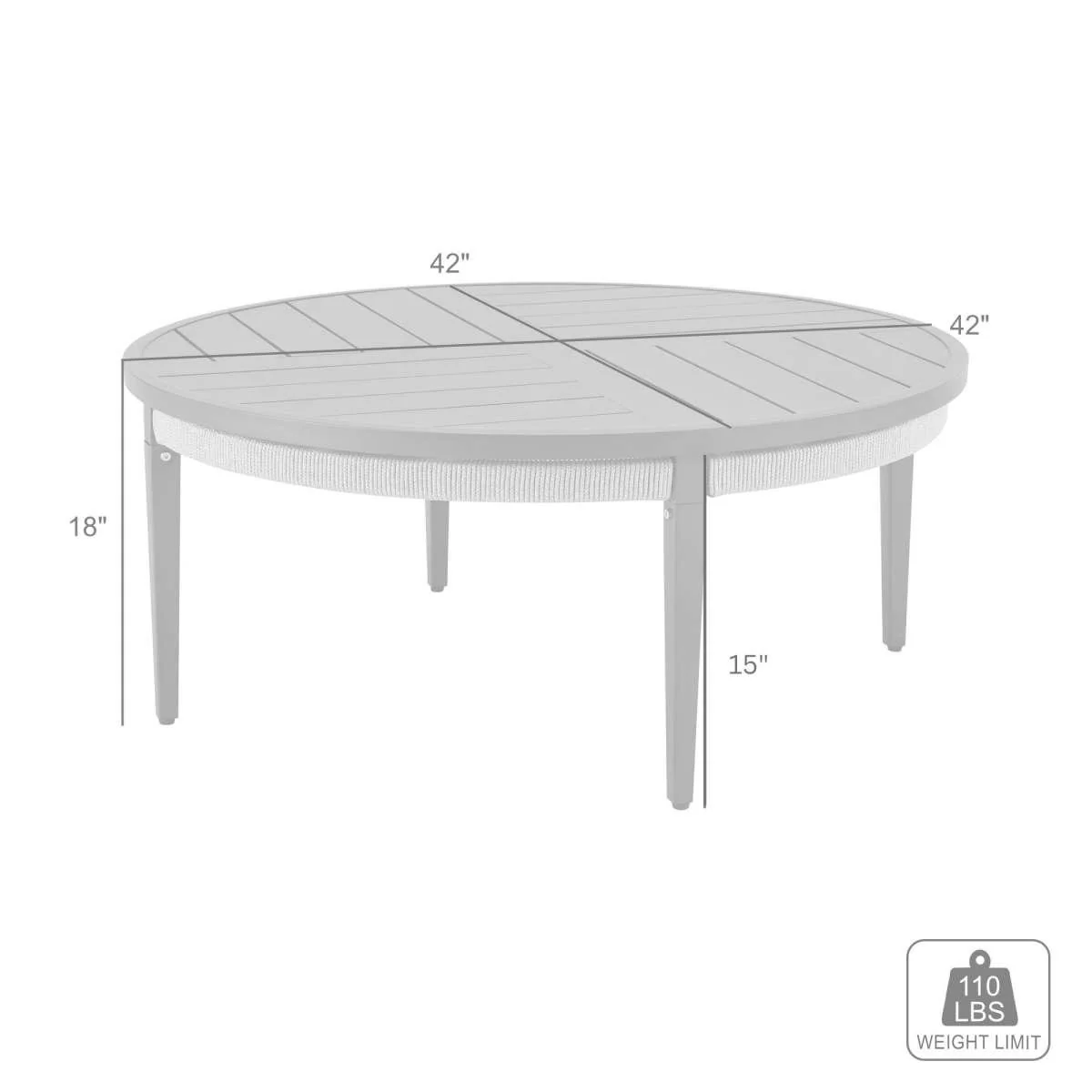 Zella Round Coffee Table in Aluminum with Charcoal Finish and Light Gray Rope By Armen Living - Image 6