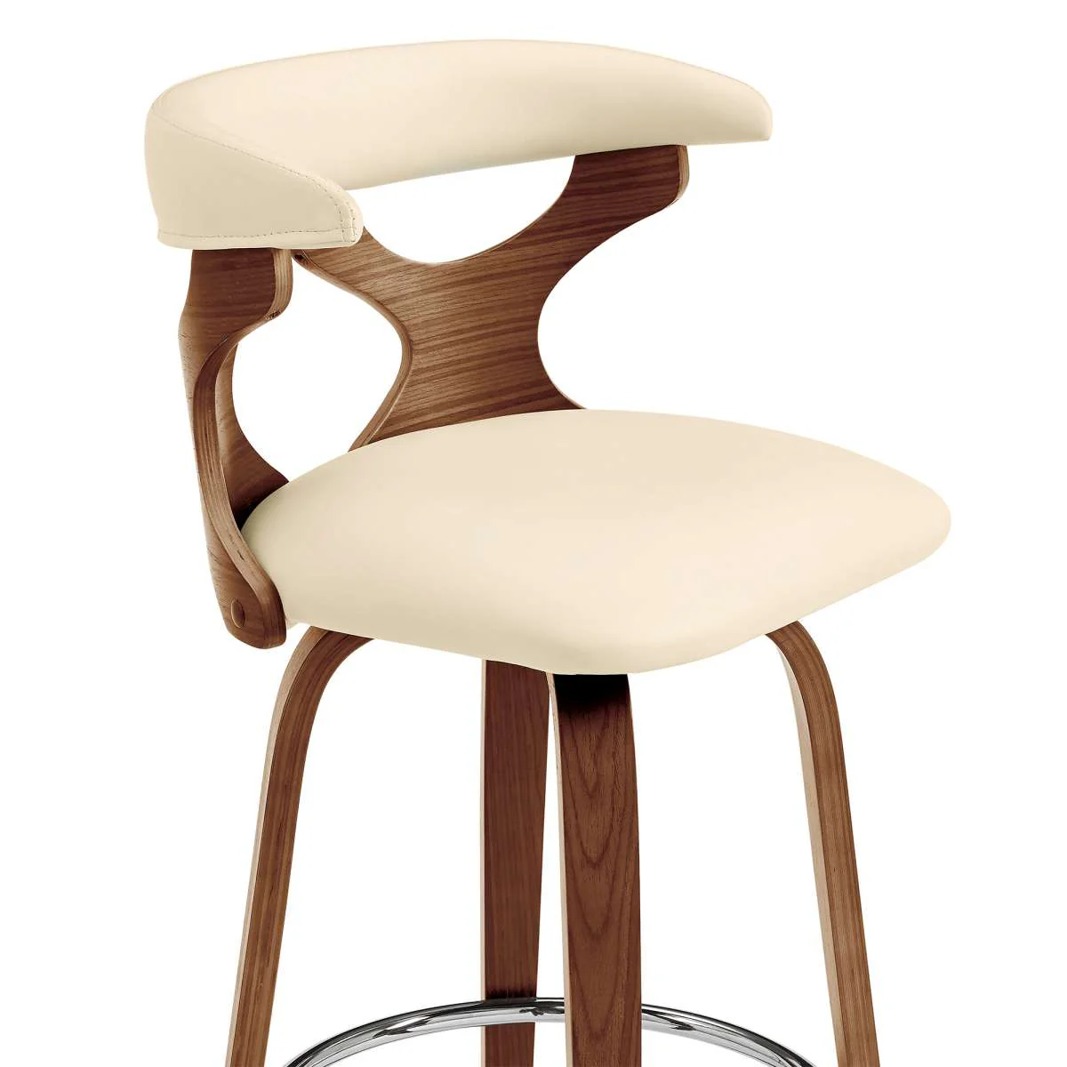 Zenia 26" Swivel Counter Stool in Cream Faux Leather and Walnut Wood By Armen Living - Image 7
