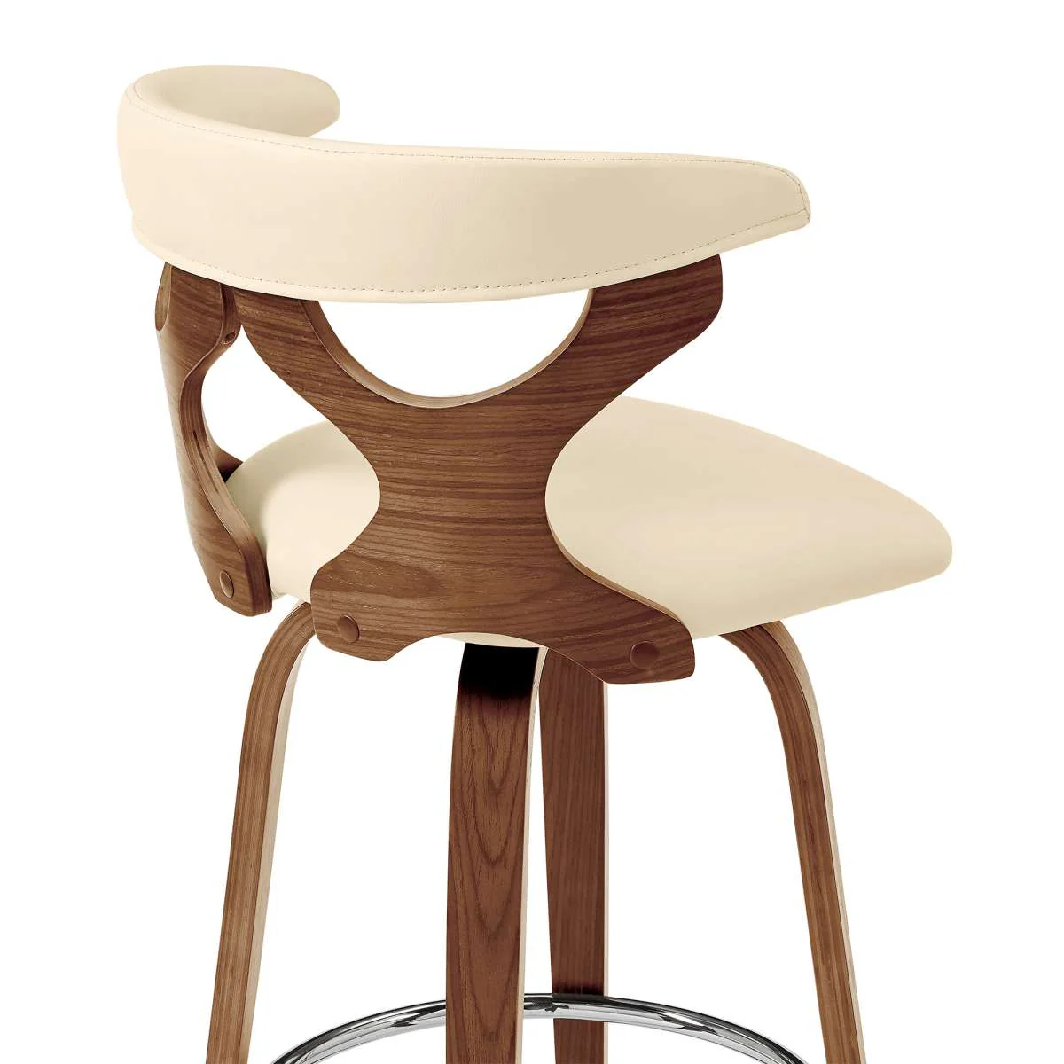Zenia 26" Swivel Counter Stool in Cream Faux Leather and Walnut Wood By Armen Living - Image 8