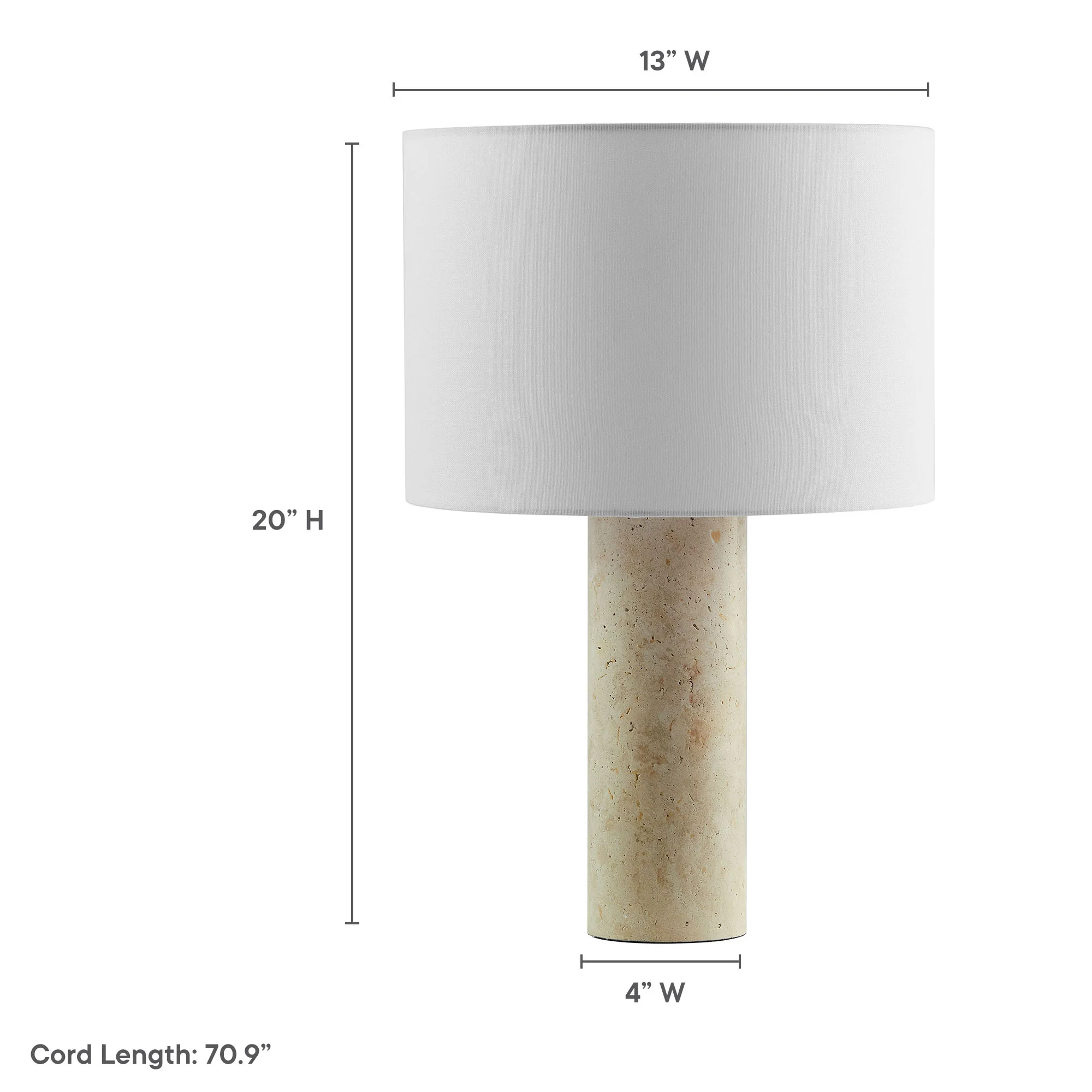 Zenith Travertine Table Lamp With Fabric Drum Shade by Modway - Image 12