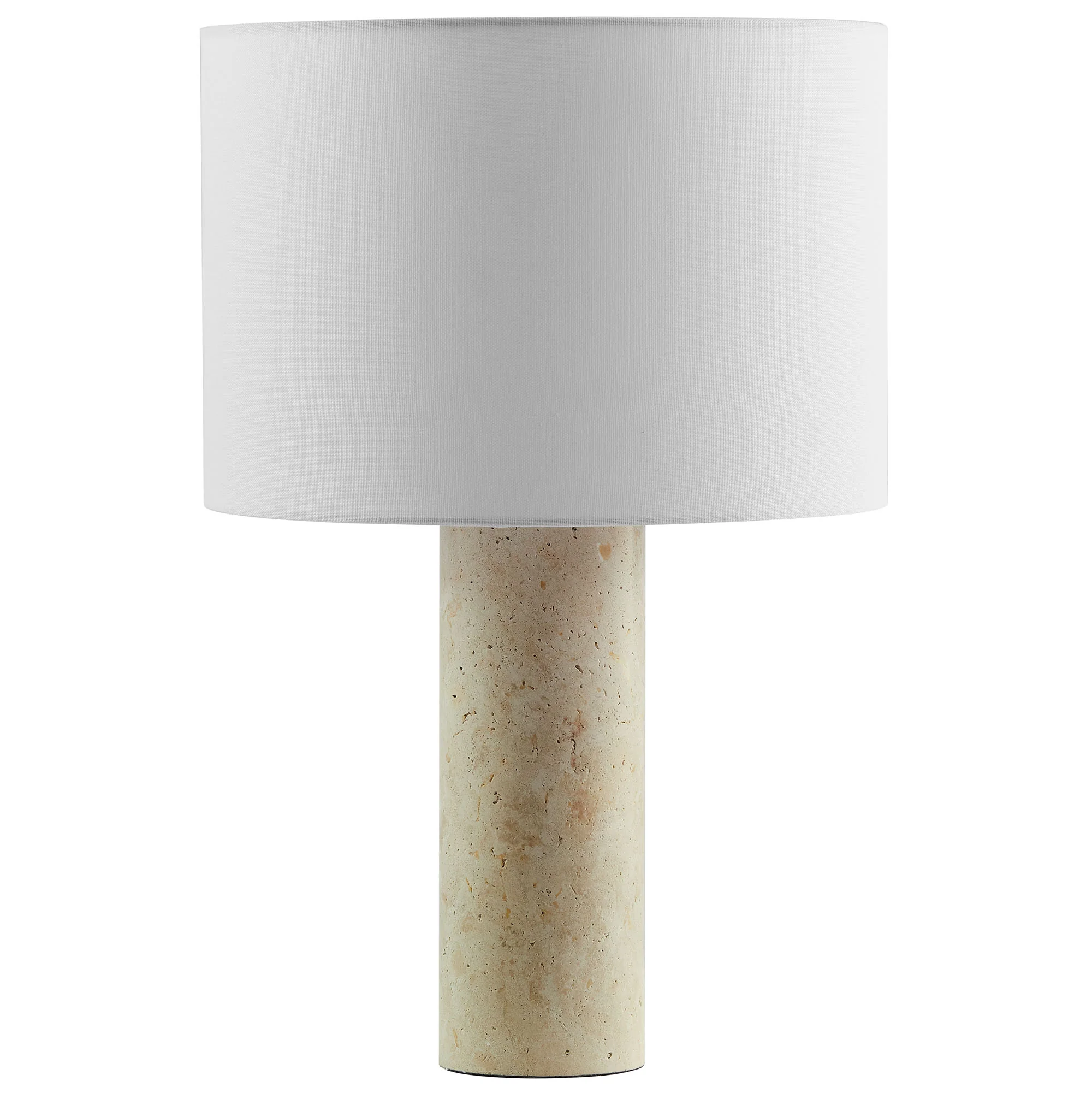 Zenith Travertine Table Lamp With Fabric Drum Shade by Modway - Image 2