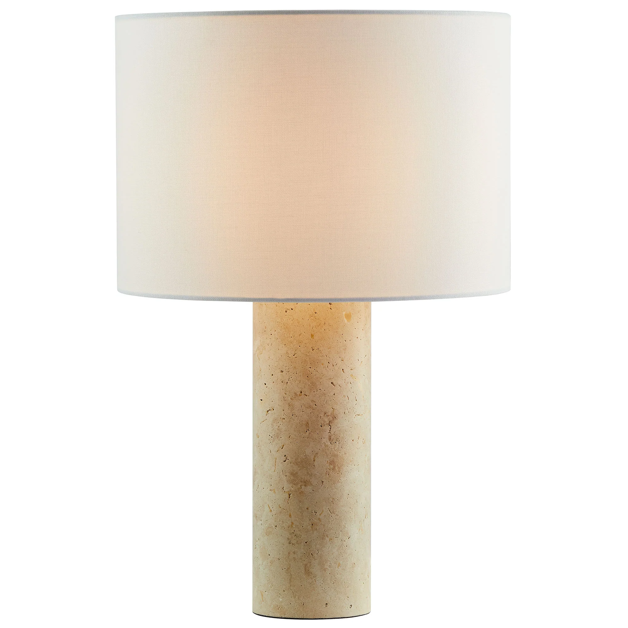 Zenith Travertine Table Lamp With Fabric Drum Shade by Modway - Image 3