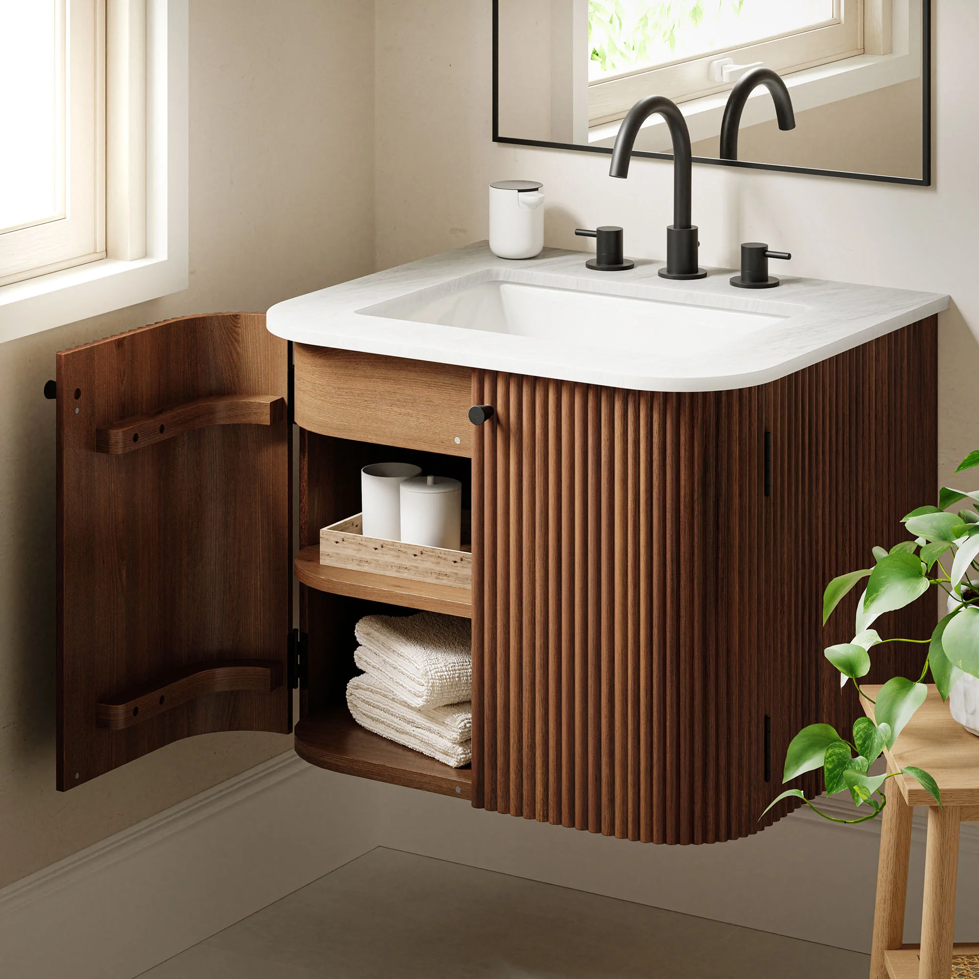 Zia 24" Wall-Mount Bathroom Vanity with Marble Sink by Modway - Image 30