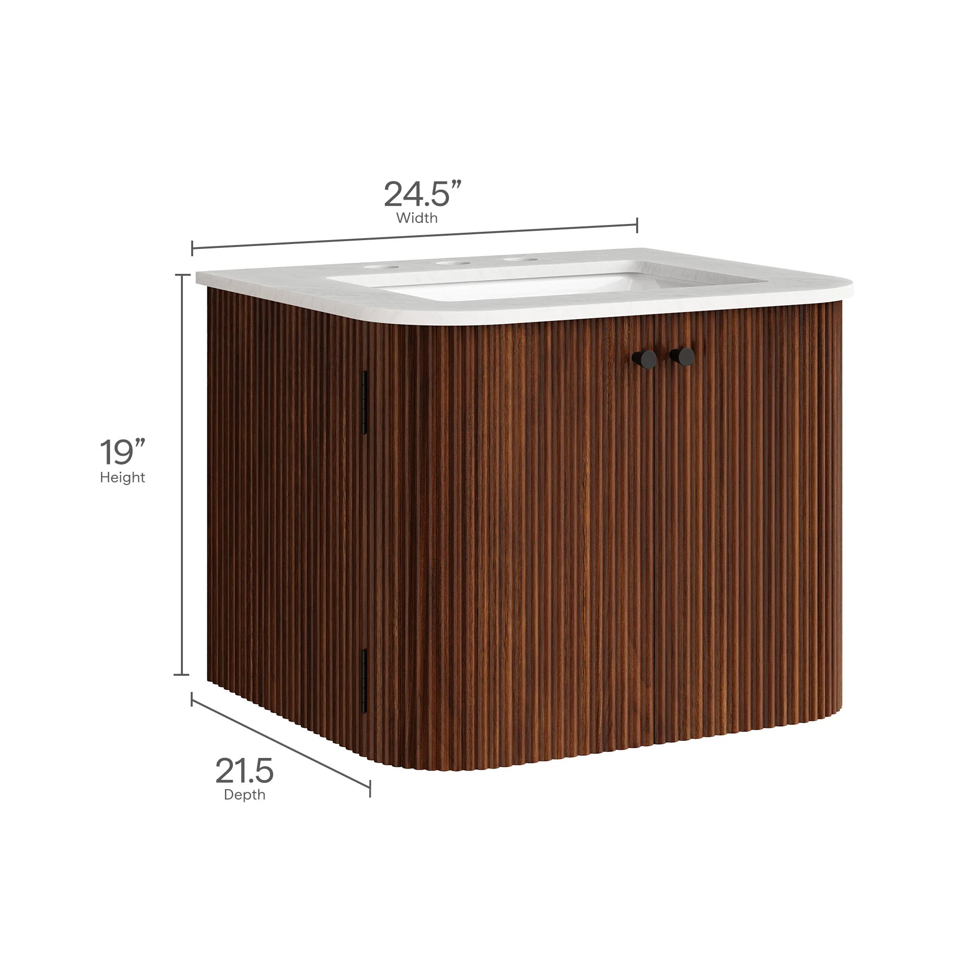Zia 24" Wall-Mount Bathroom Vanity with Marble Sink by Modway - Image 33