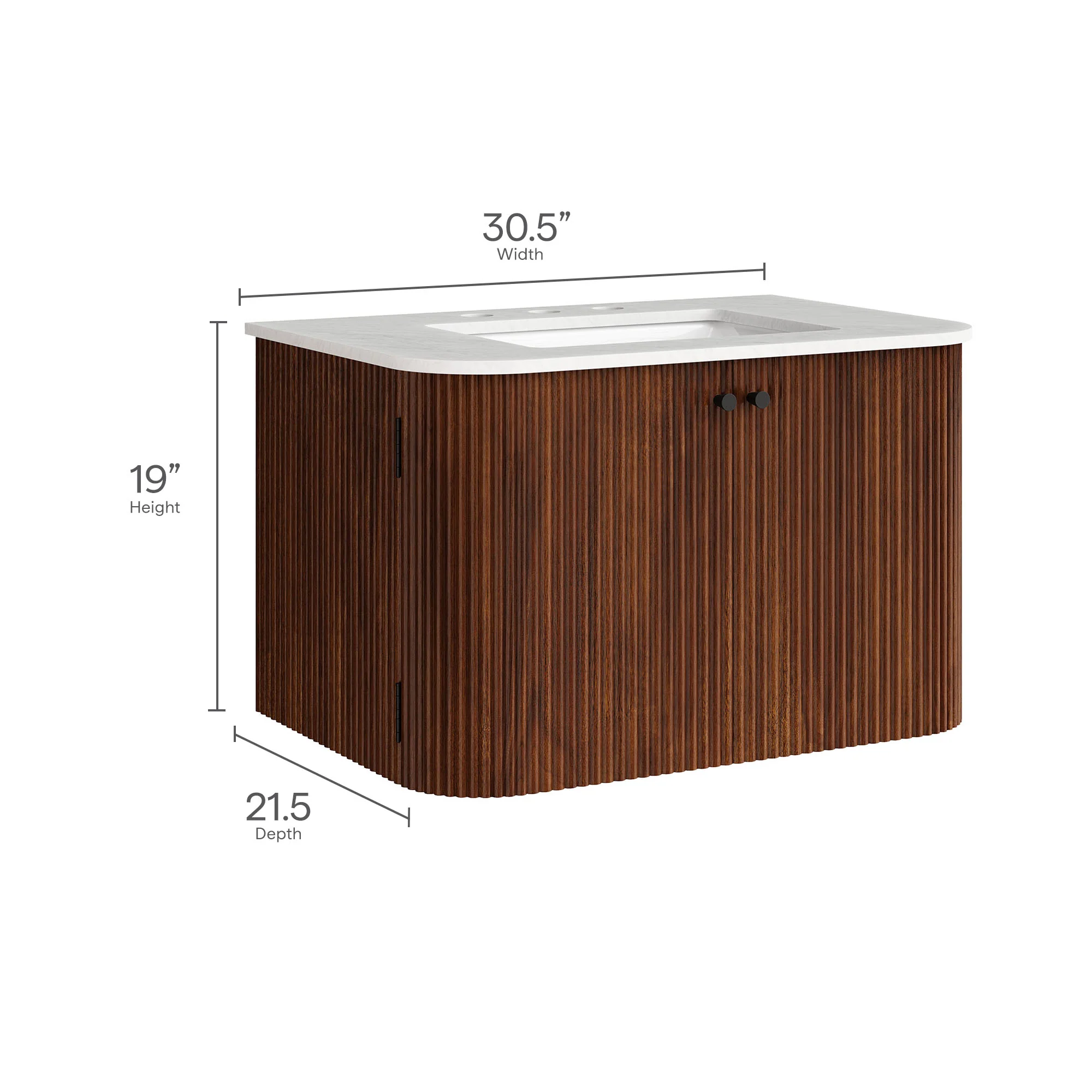 Zia 30" Wall-Mount Bathroom Vanity with Marble Sink by Modway - Image 33