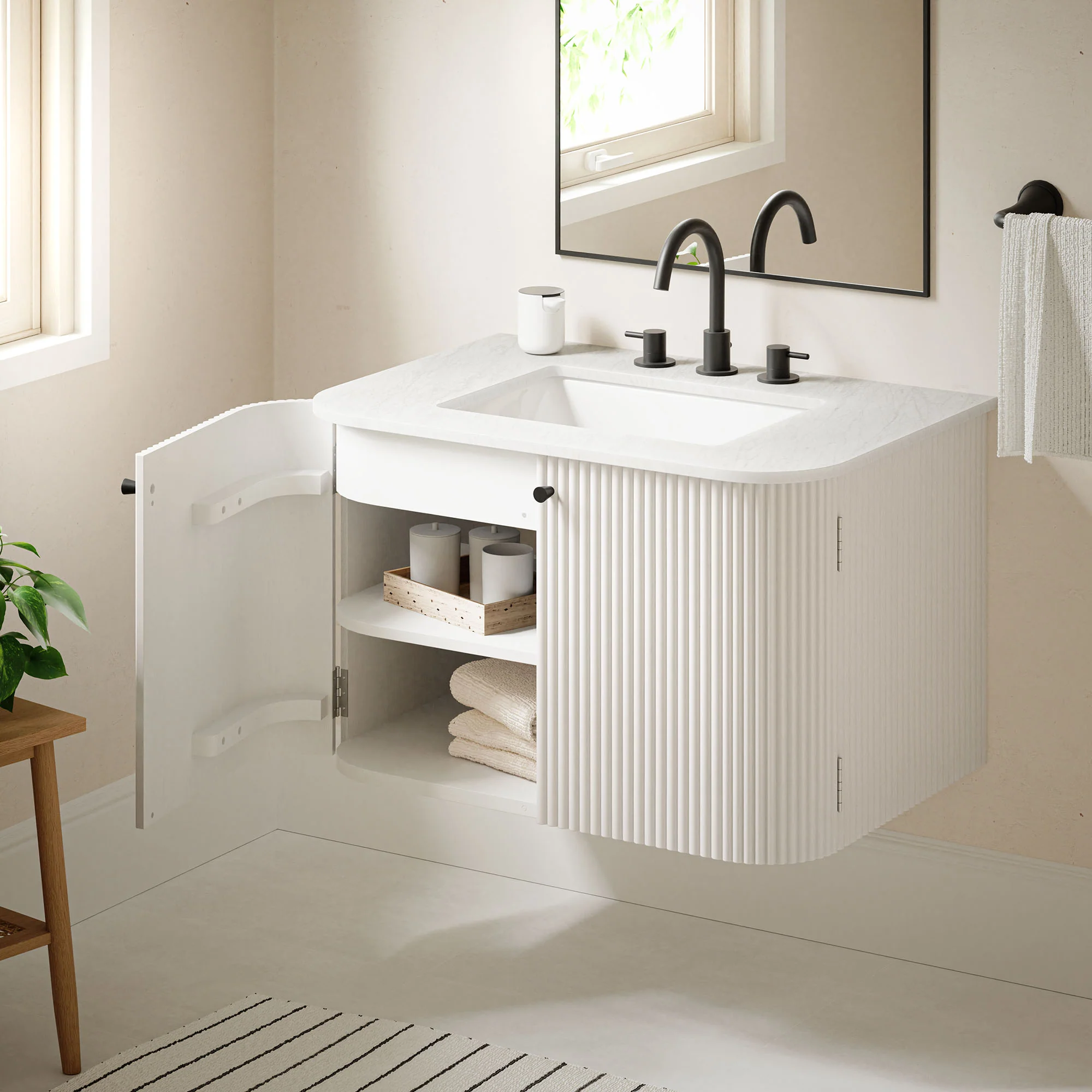 Zia 30" Wall-Mount Bathroom Vanity with Marble Sink by Modway - Image 9