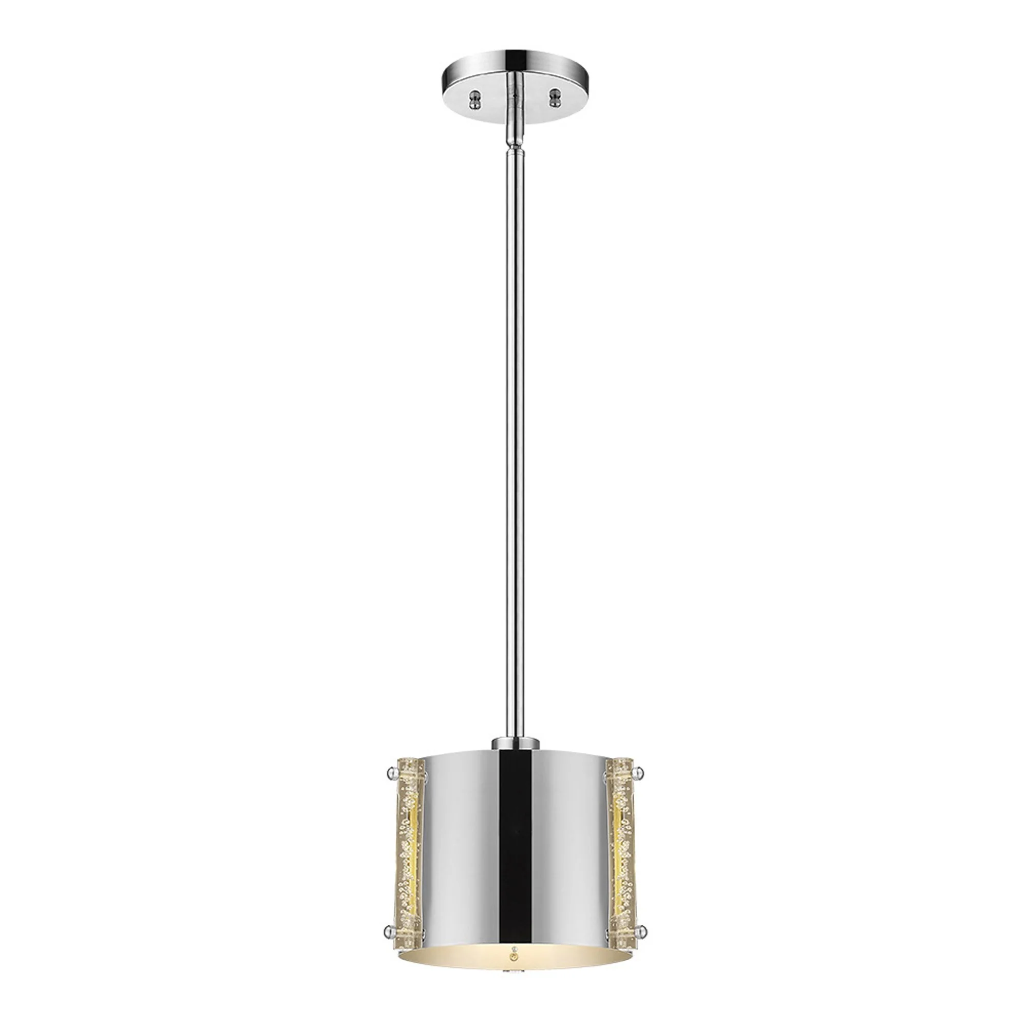 Zoom 1-Light Polished Stainless Steel Pendant With Seeded Acrylic Accents By Homeroots - Image 2